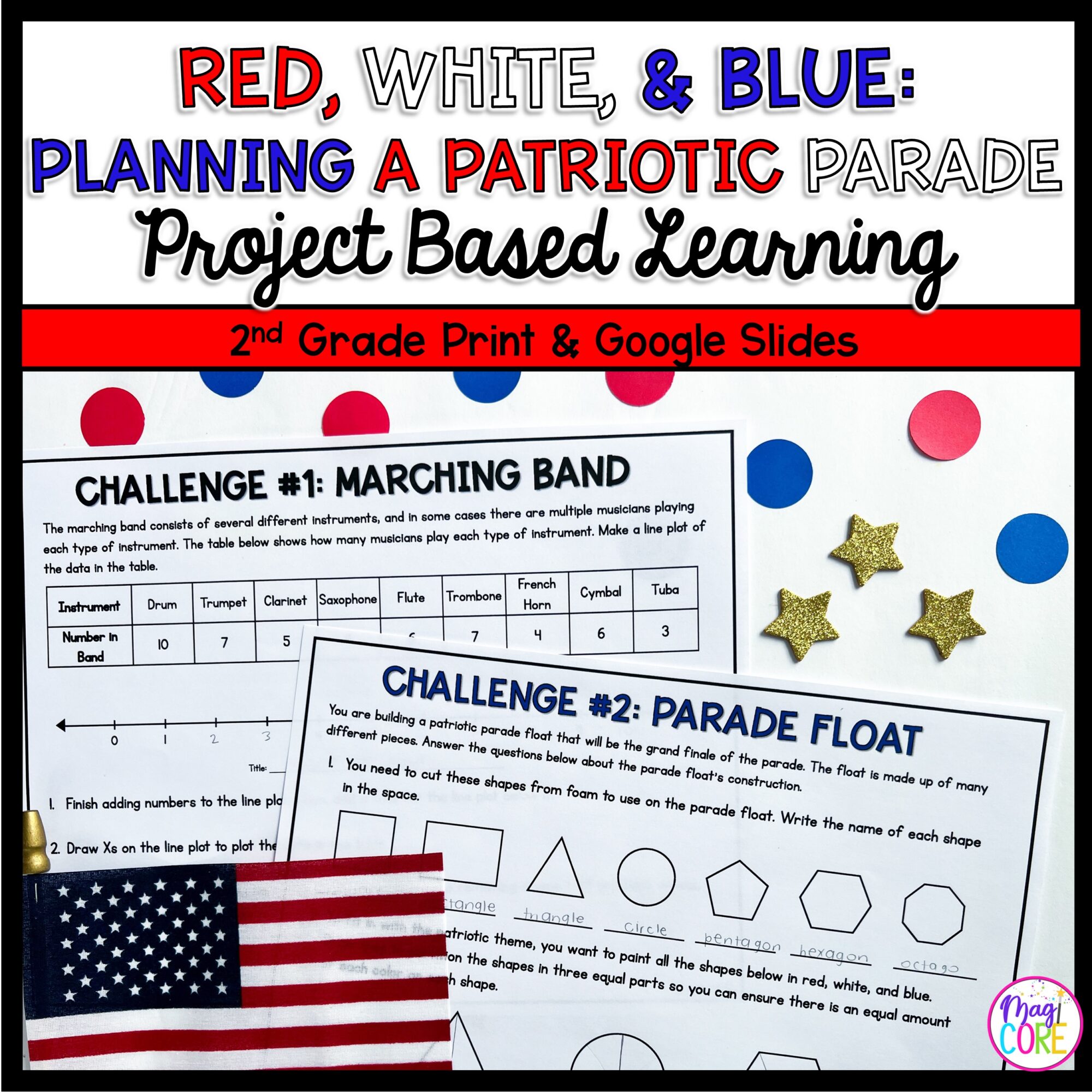 2nd Grade Math PBL - Plan a Patriotic Parade Project Based Learning Activity