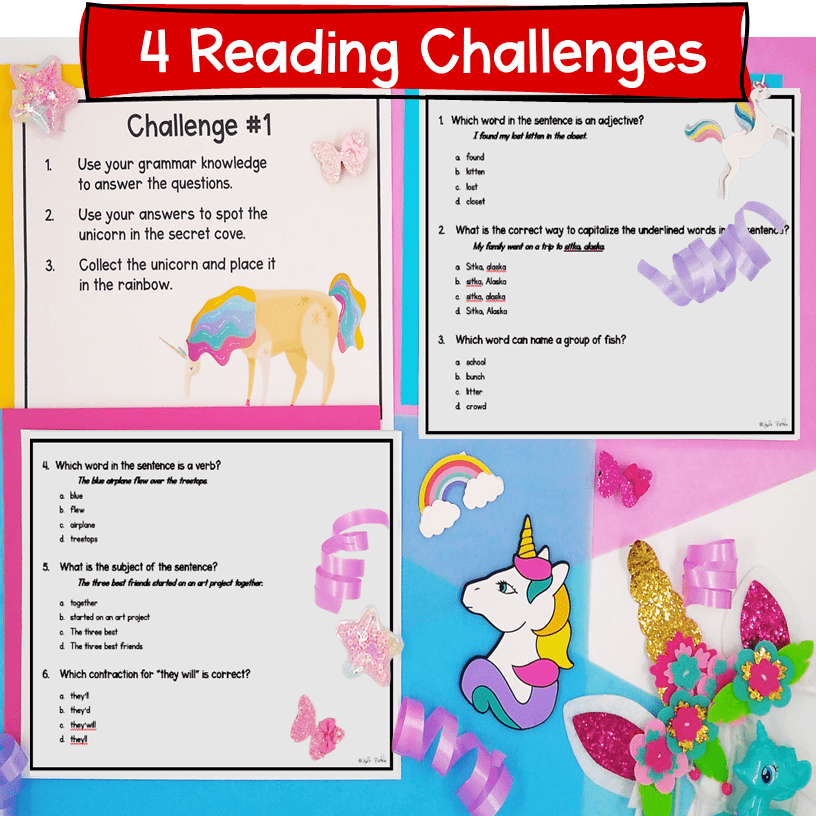 Spot the Unicorn Grammar Review Escape Room & Webscape™ - 2nd Grade - Image 2