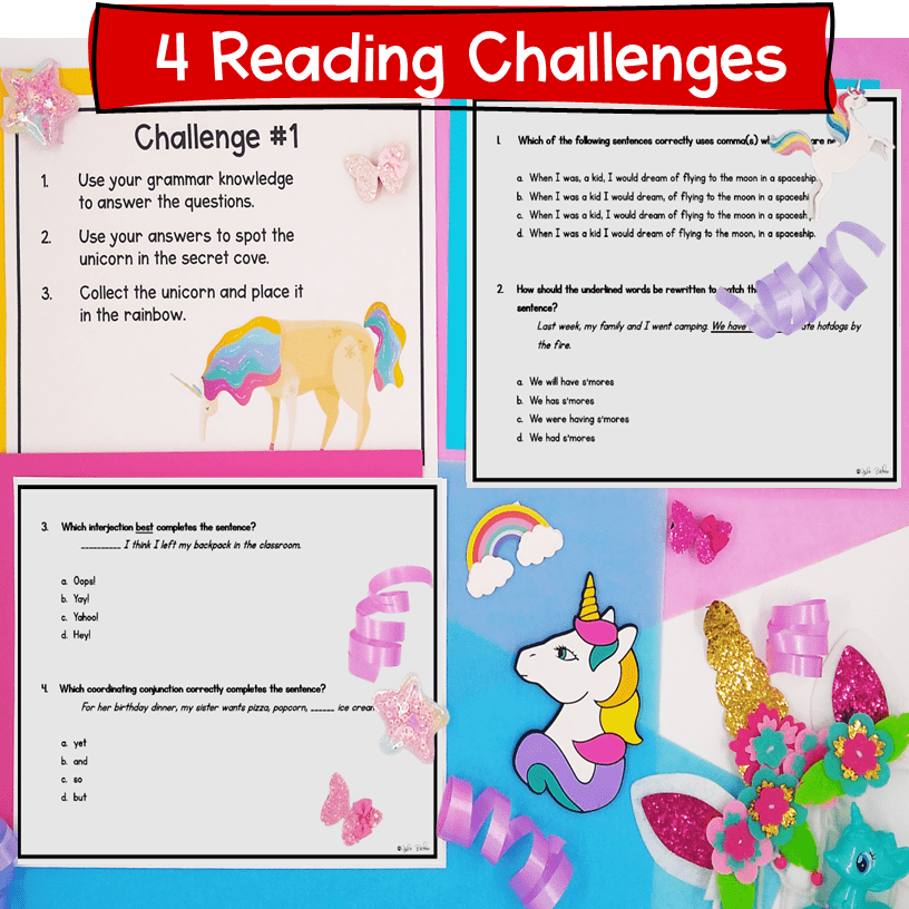 Spot the Unicorn Grammar Review Escape Room & Webscape™ - 5th Grade - Image 2