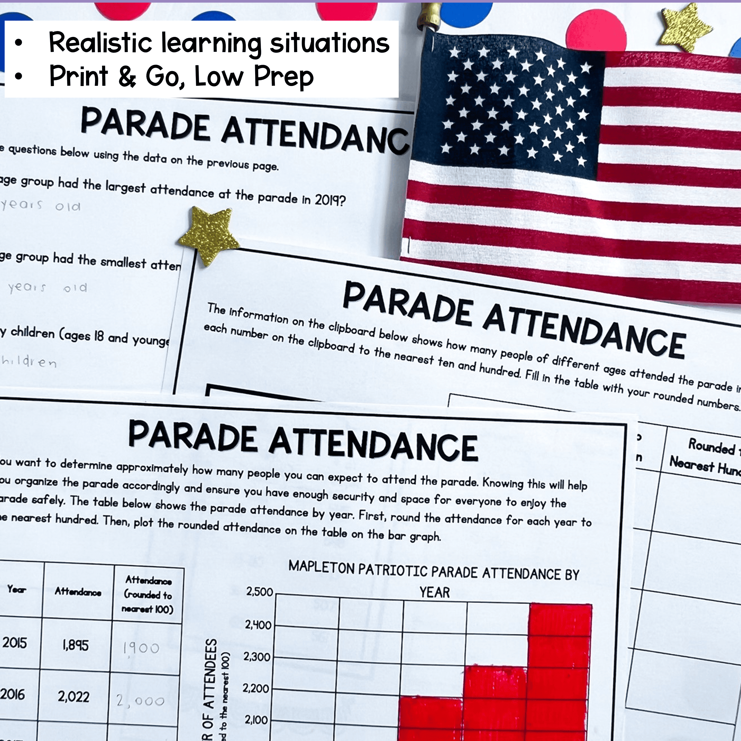 3rd Grade Math PBL Memorial Day Patriotic Parade Project Based Learning Activity - Image 2