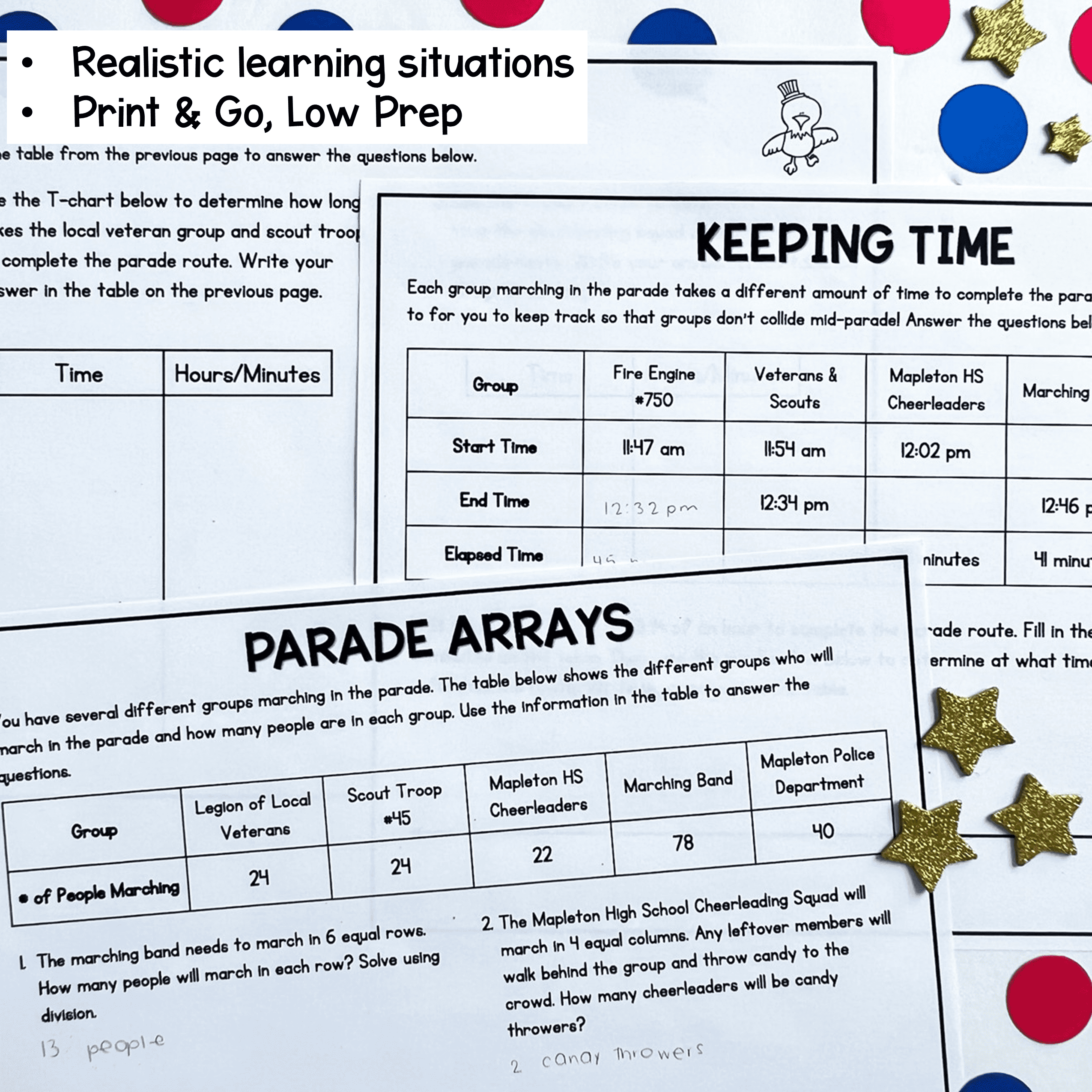 4th Grade Math PBL Memorial Day Patriotic Parade Project Based Learning Activity - Image 2