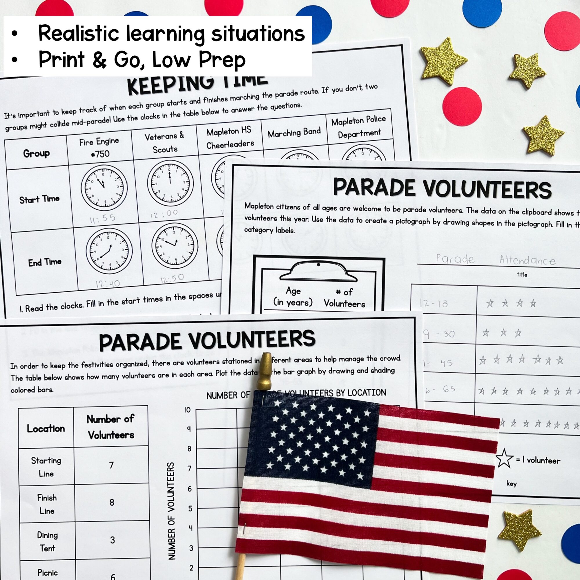 2nd Grade Math PBL Patriotic Parade Project Based Learning Activity Memorial Day - Image 2