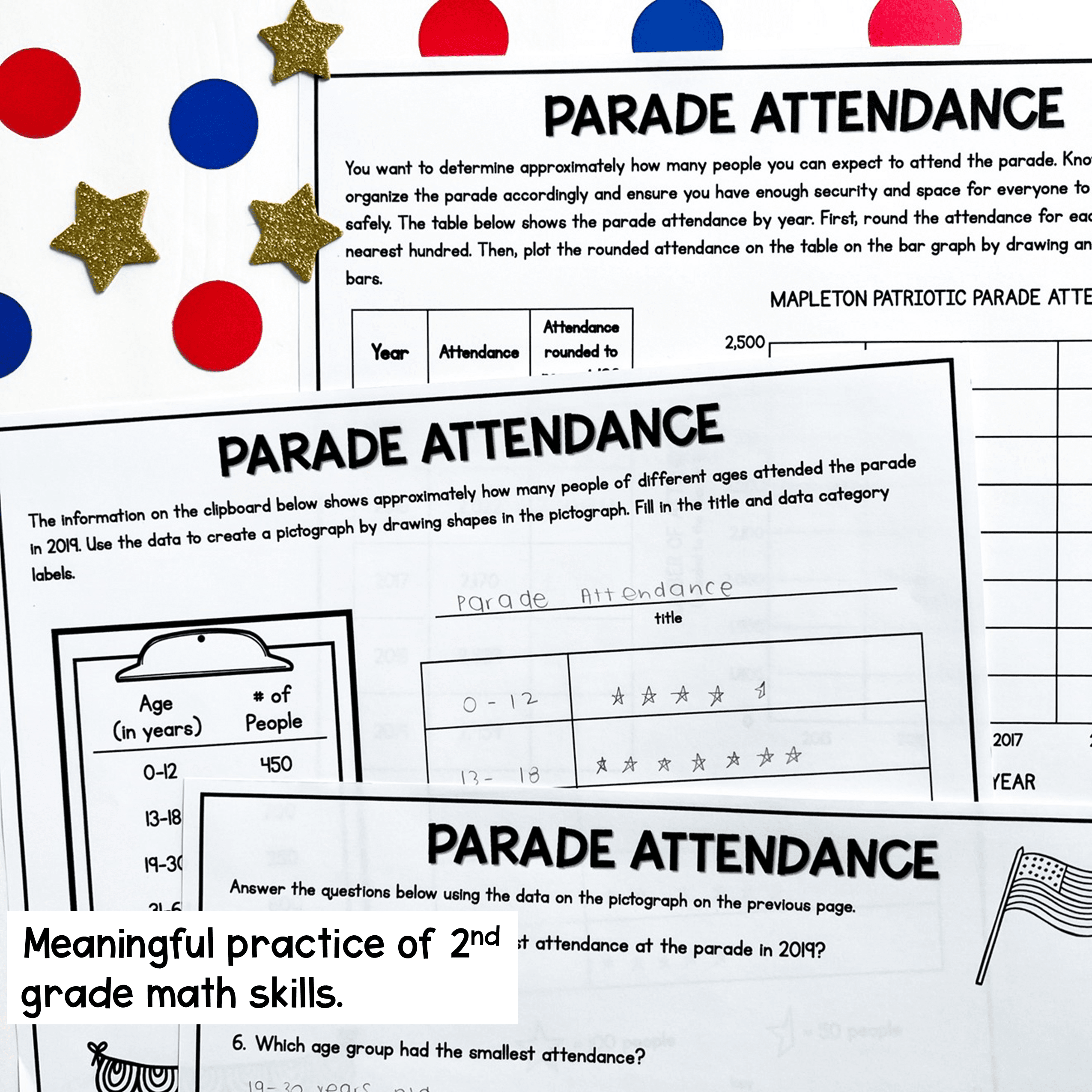 3rd Grade Math PBL Memorial Day Patriotic Parade Project Based Learning Activity - Image 3
