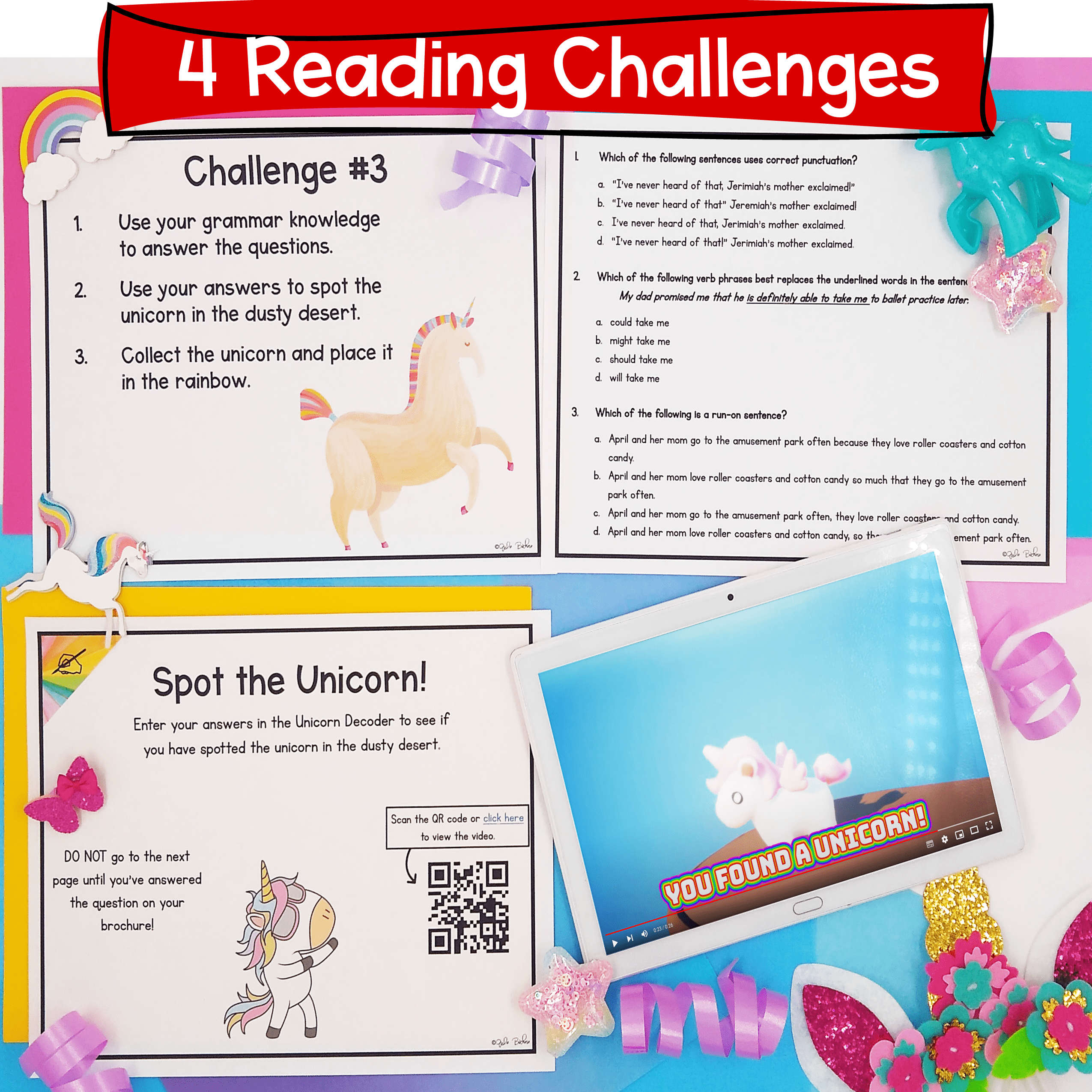 Spot the Unicorn Grammar Review Escape Room & Webscape™ - 4th Grade - Image 4