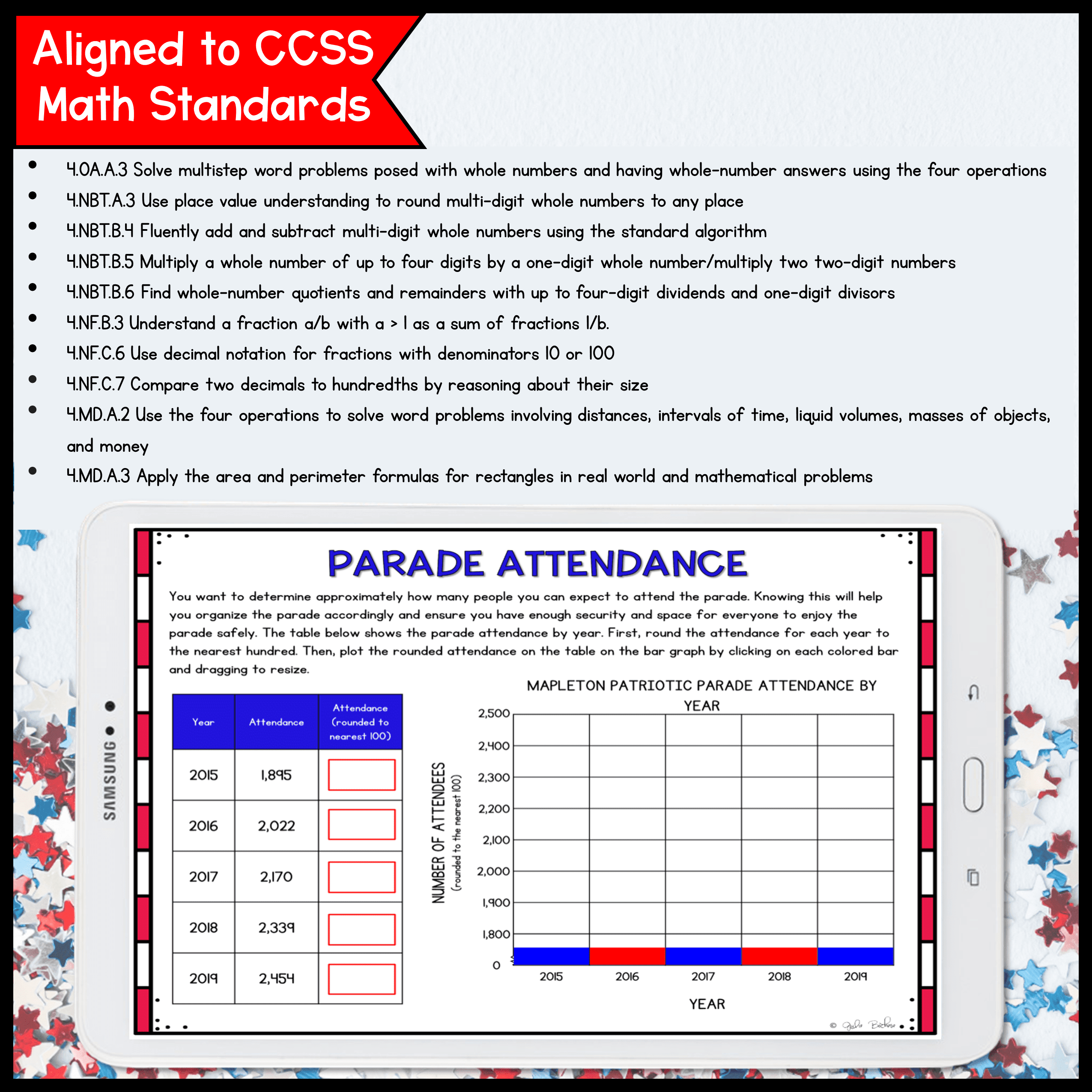 4th Grade Math PBL Memorial Day Patriotic Parade Project Based Learning Activity - Image 5