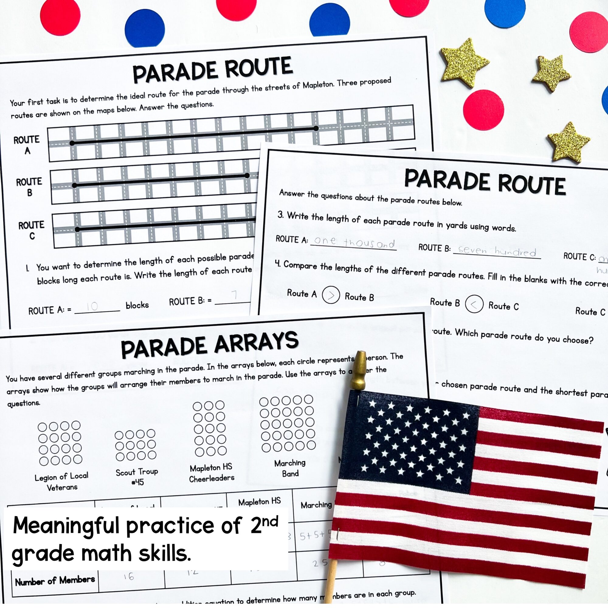 2nd Grade Math PBL Patriotic Parade Project Based Learning Activity Memorial Day - Image 3