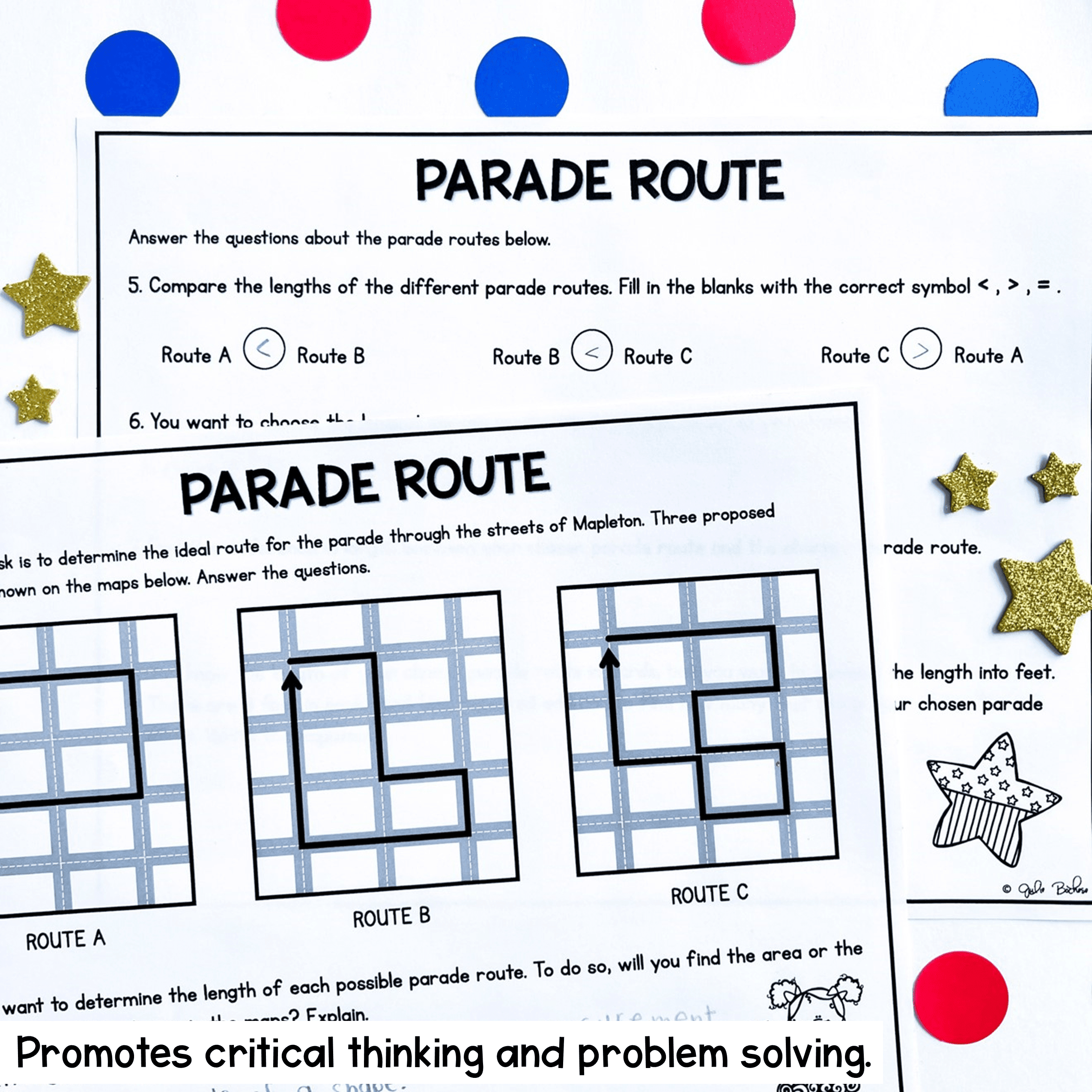3rd Grade Math PBL Memorial Day Patriotic Parade Project Based Learning Activity - Image 4