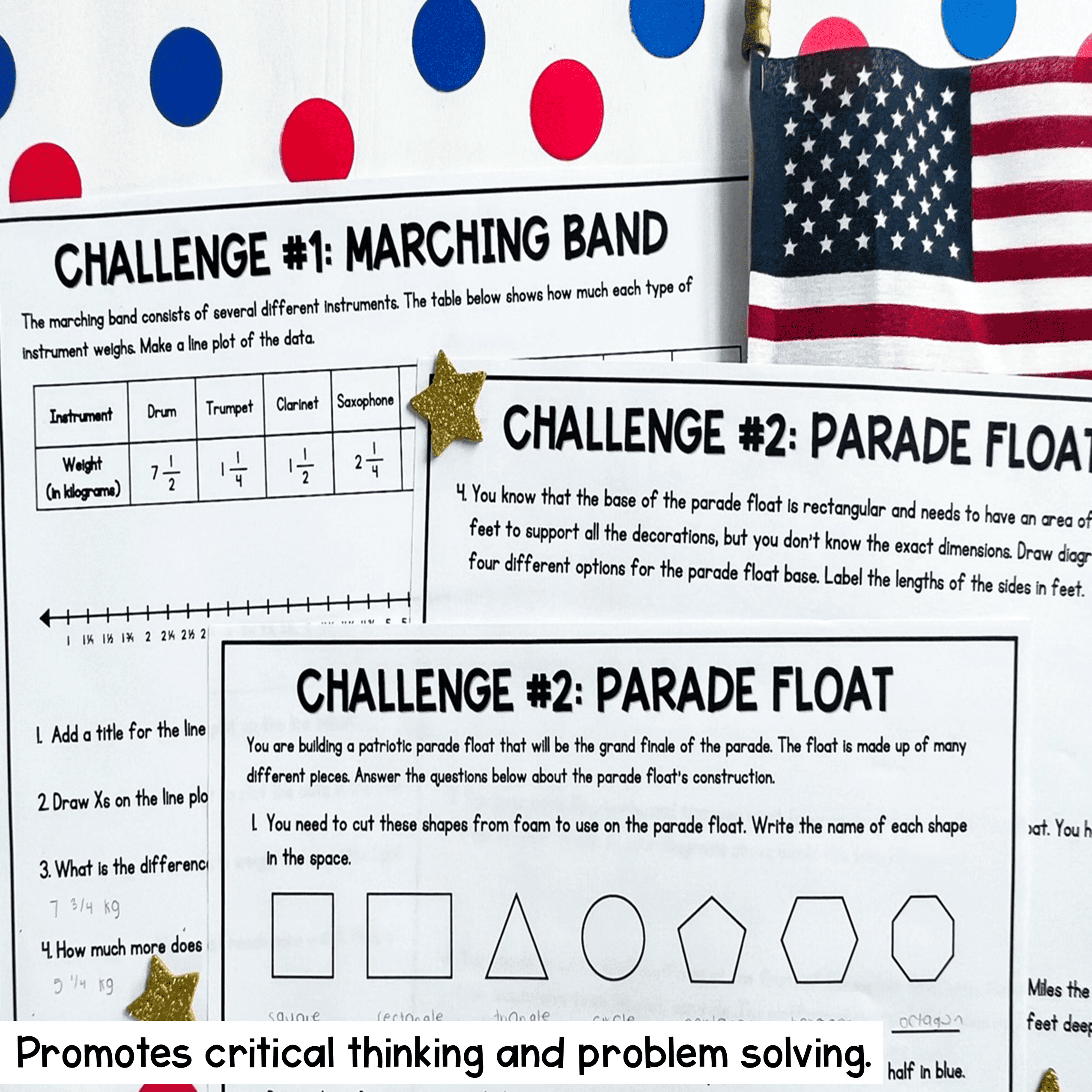4th Grade Math PBL Memorial Day Patriotic Parade Project Based Learning Activity - Image 4