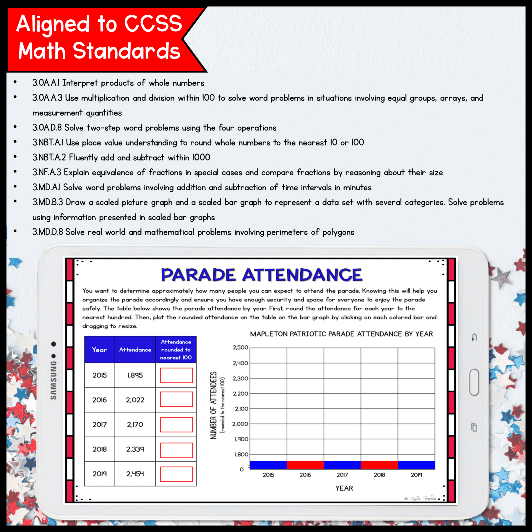 3rd Grade Math PBL Memorial Day Patriotic Parade Project Based Learning Activity - Image 5