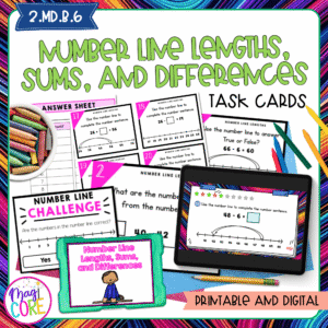 Number Line Lengths, Sums, & Differences - 2nd Grade Math Task Cards - 2.MD.B.6