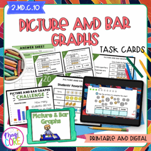 Picture and Bar Graphs - 2nd Grade Math Task Cards - Print & Digital - 2.MD.C.10
