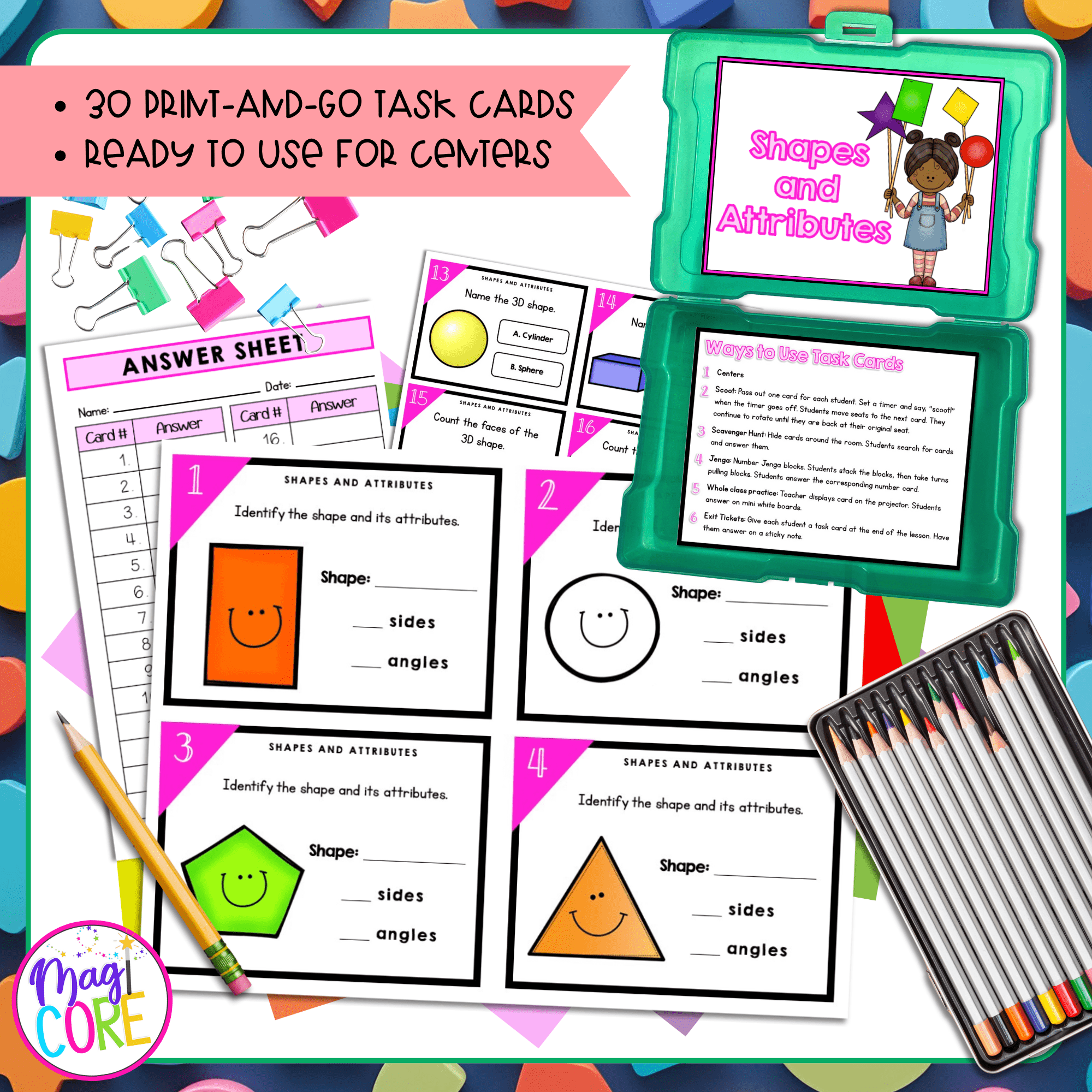 2D & 3D Shapes & Attributes - 2nd Grade Math Task Cards - 2.G.A.1 - Image 2