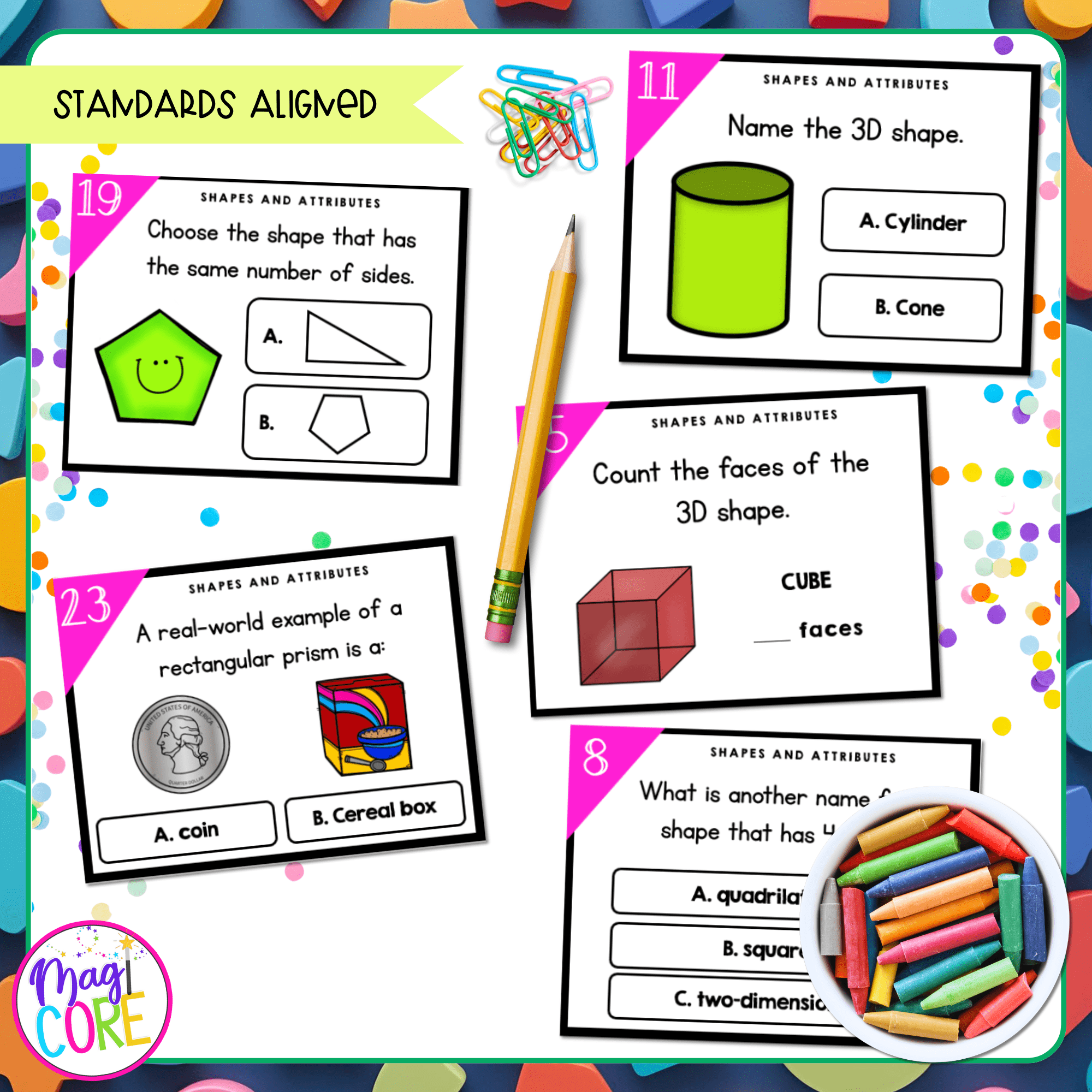 2D & 3D Shapes & Attributes - 2nd Grade Math Task Cards - 2.G.A.1 - Image 4