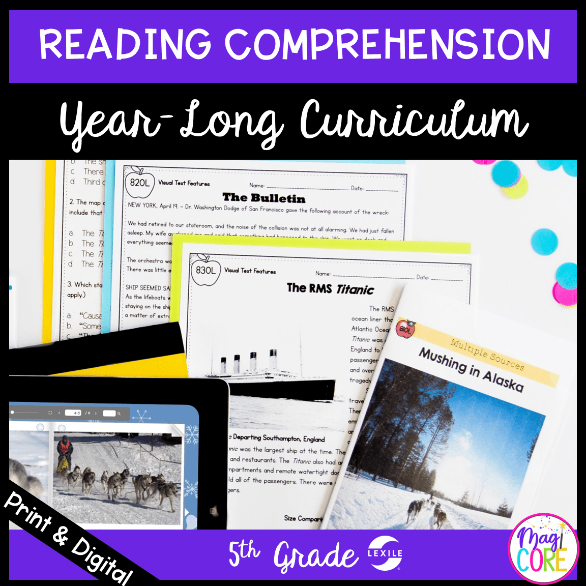 5th Grade Reading Comprehension Curriculum - Full Year Bundle - Digital & Print