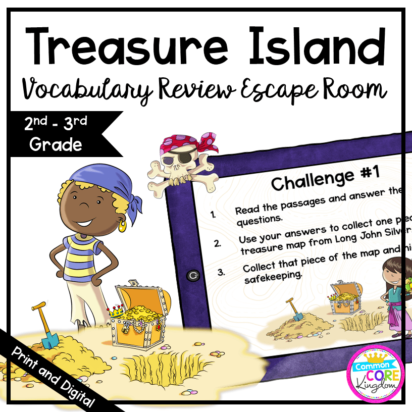 Vocabulary Review Escape Room - 2nd & 3rd Grade - Digital & Print