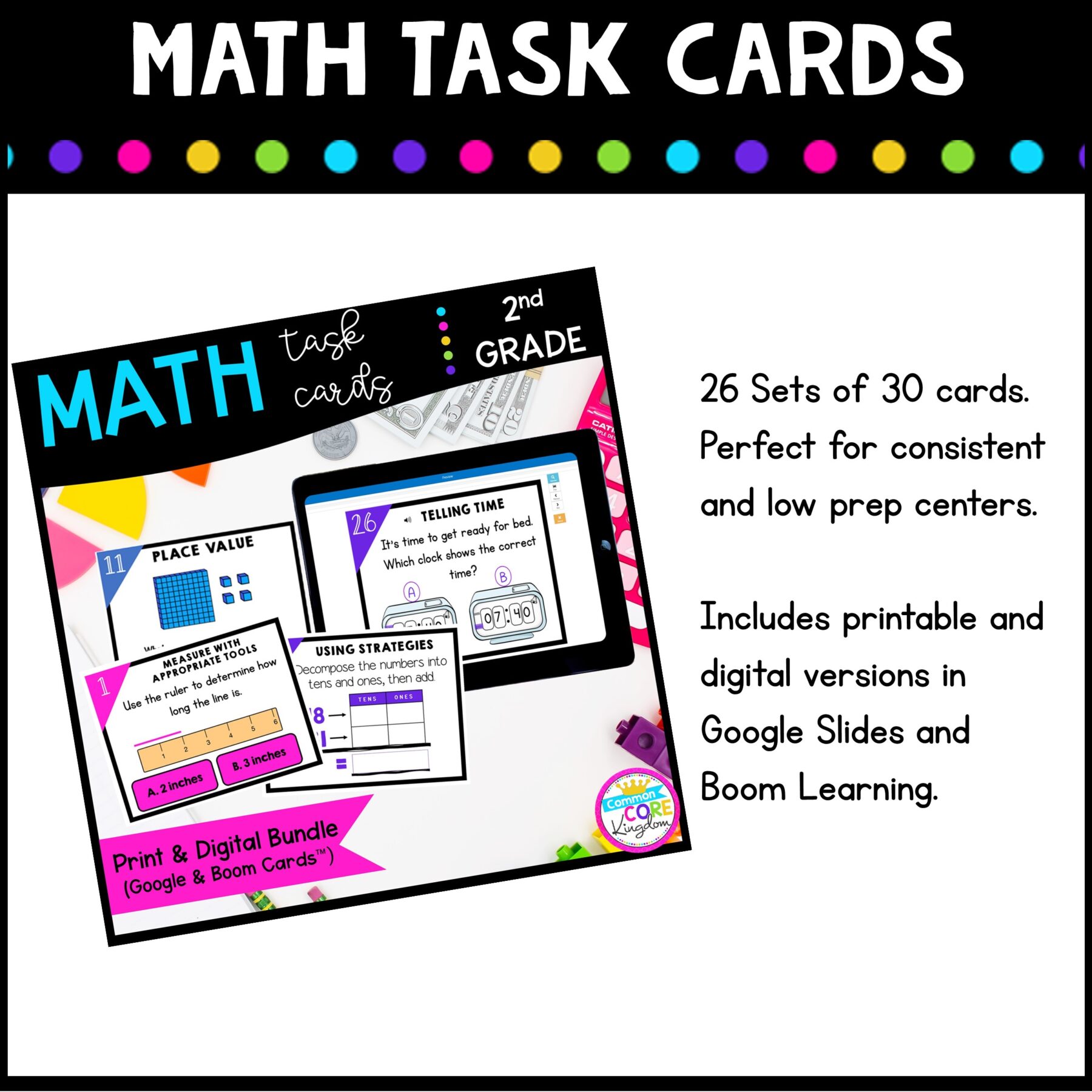 2nd Grade Math Curriculum Full Year Bundle - Mini-Lessons, Units & Task Cards - Image 8