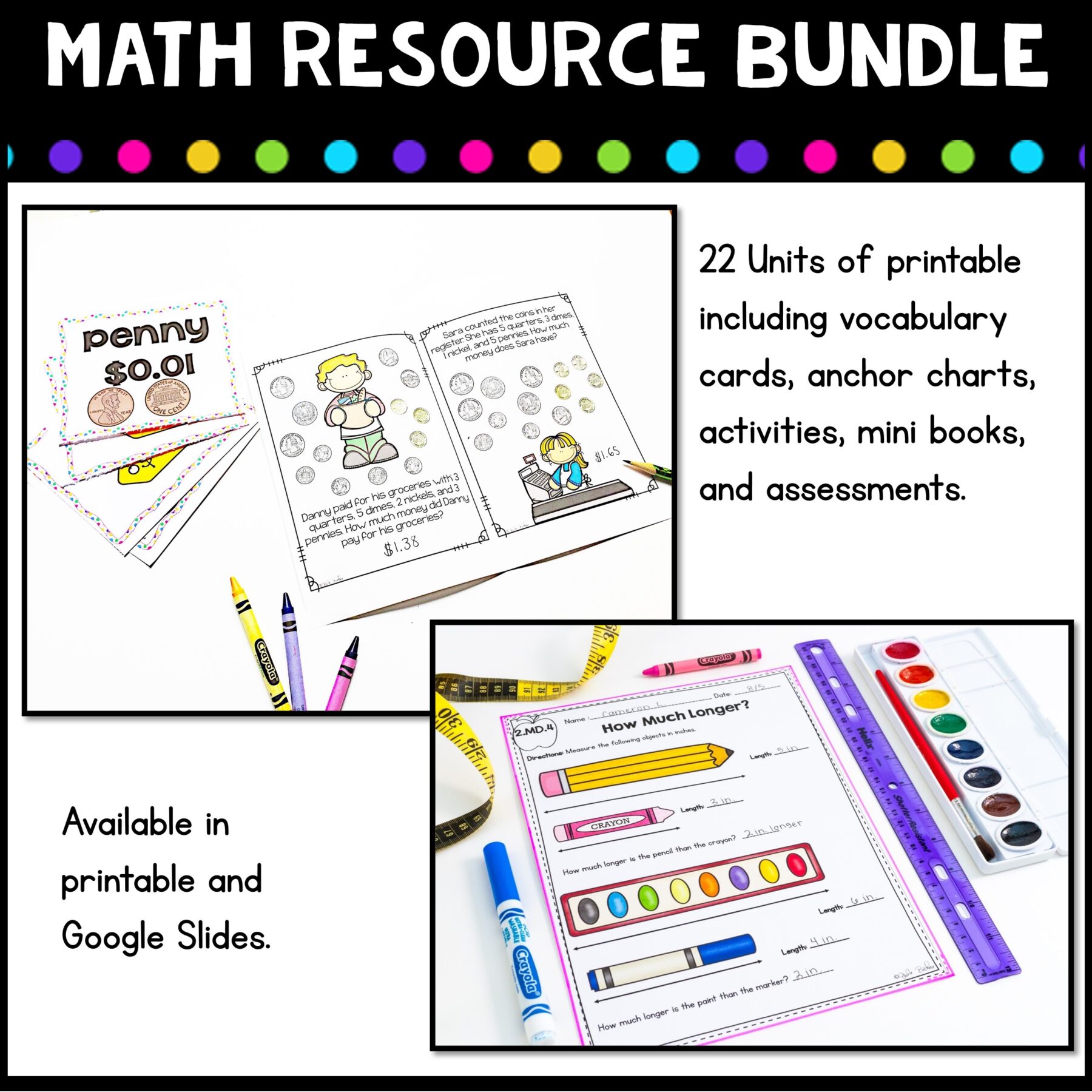 2nd Grade Math Curriculum Full Year Bundle - Mini-Lessons, Units & Task Cards - Image 7