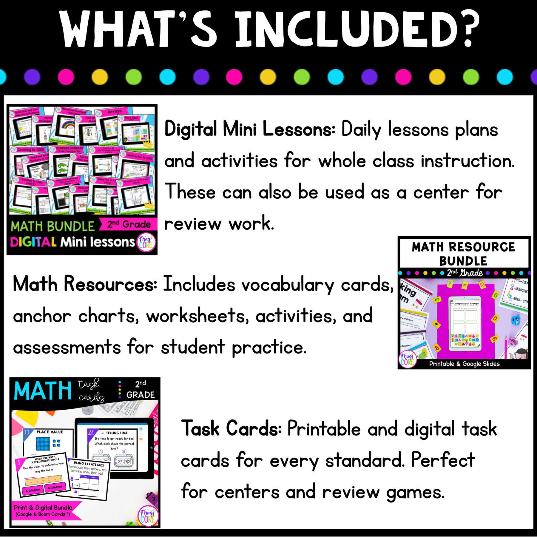2nd Grade Math Curriculum Full Year Bundle - Mini-Lessons, Units & Task Cards - Image 2