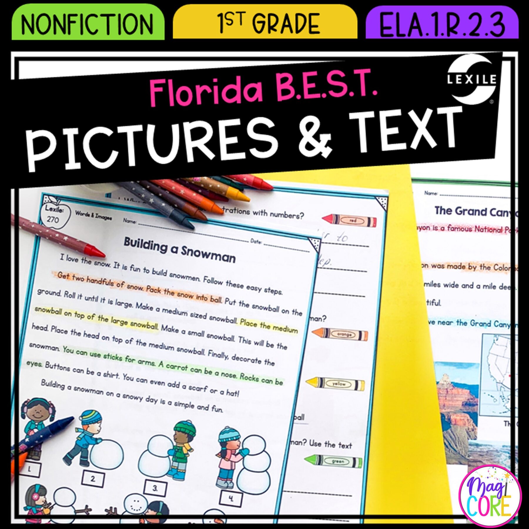 Pictures & Text - 1st Grade Florida BEST Standards - B.E.S.T. ELA.1.R.2.3