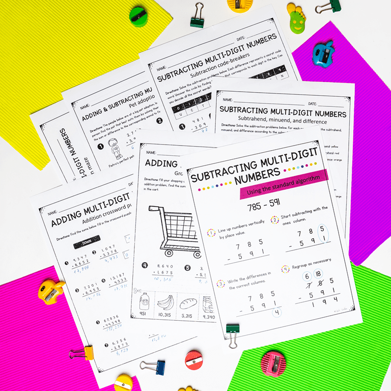 Add & Subtract Multi-Digit Numbers - 4th Grade Math - Print & Digital 4.NBT.B.4 - Image 2
