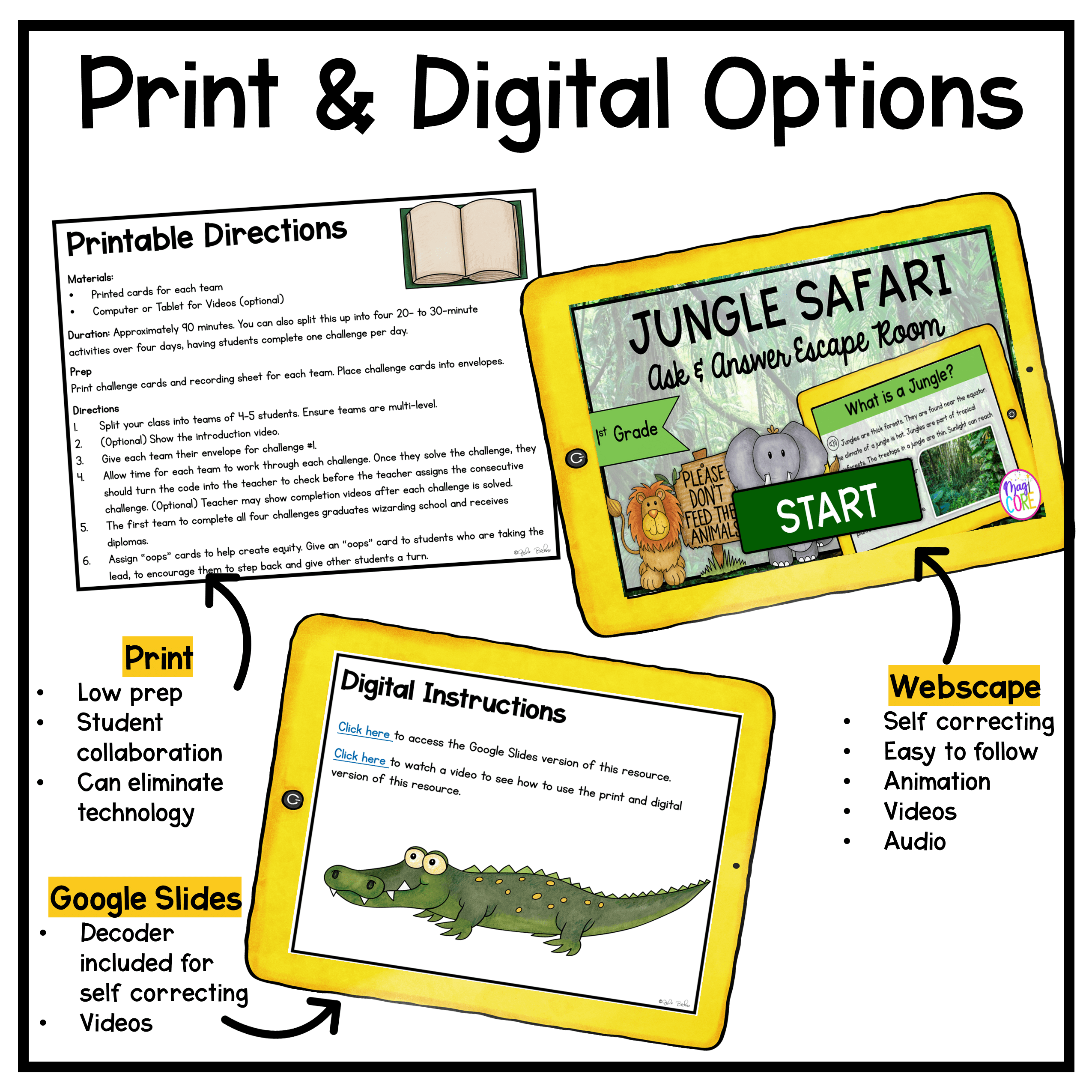 Ask & Answer Questions Safari Webscape™ Escape Room - 1st Grade - Image 2