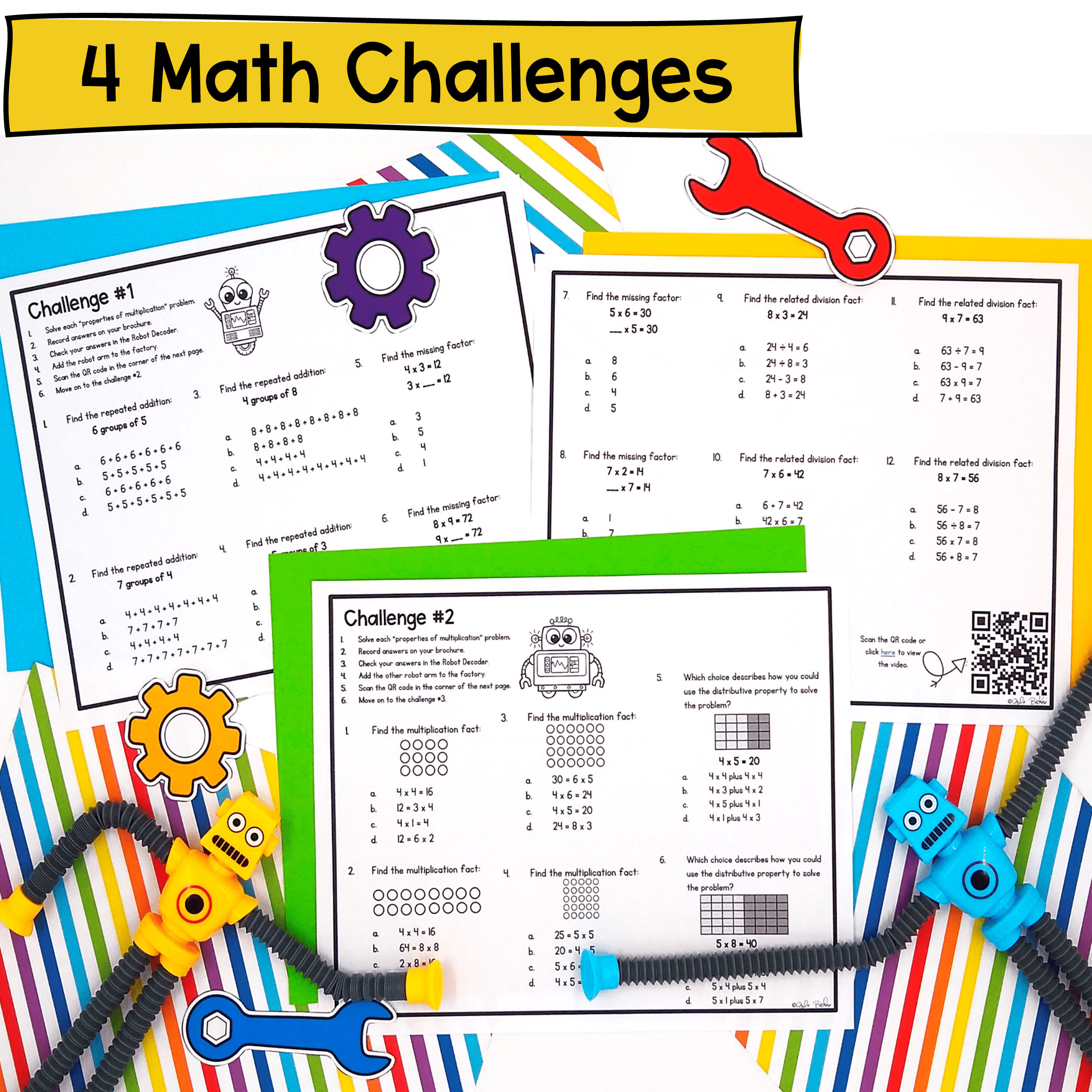 Add & Subtract within 1000 & Add Four 2 Digit Numbers 2nd Grade Math Escape Room - Image 2