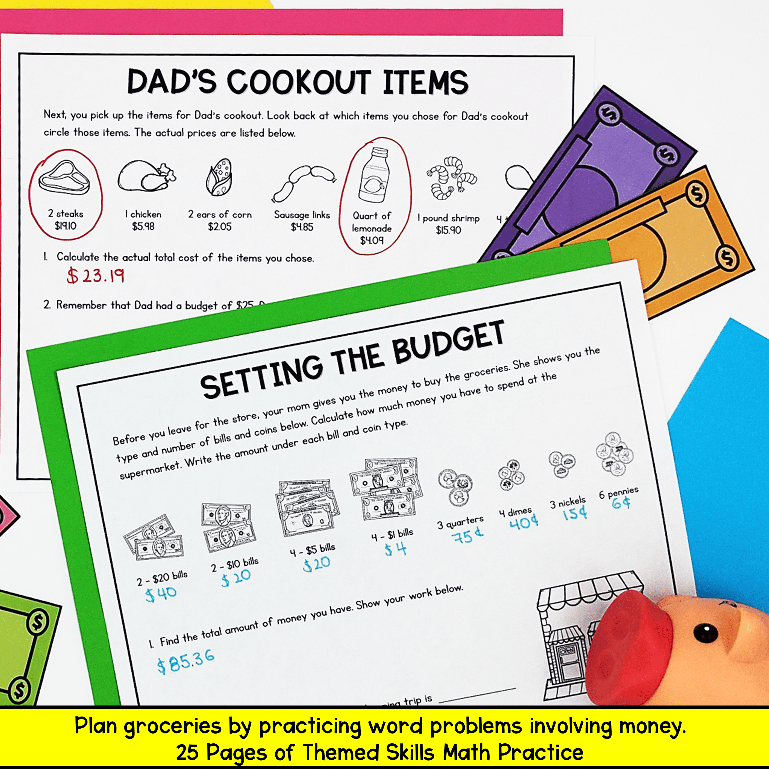 4th Grade Math PBL - Budget & Money Supermarket Spree Project Based Learning - Image 2