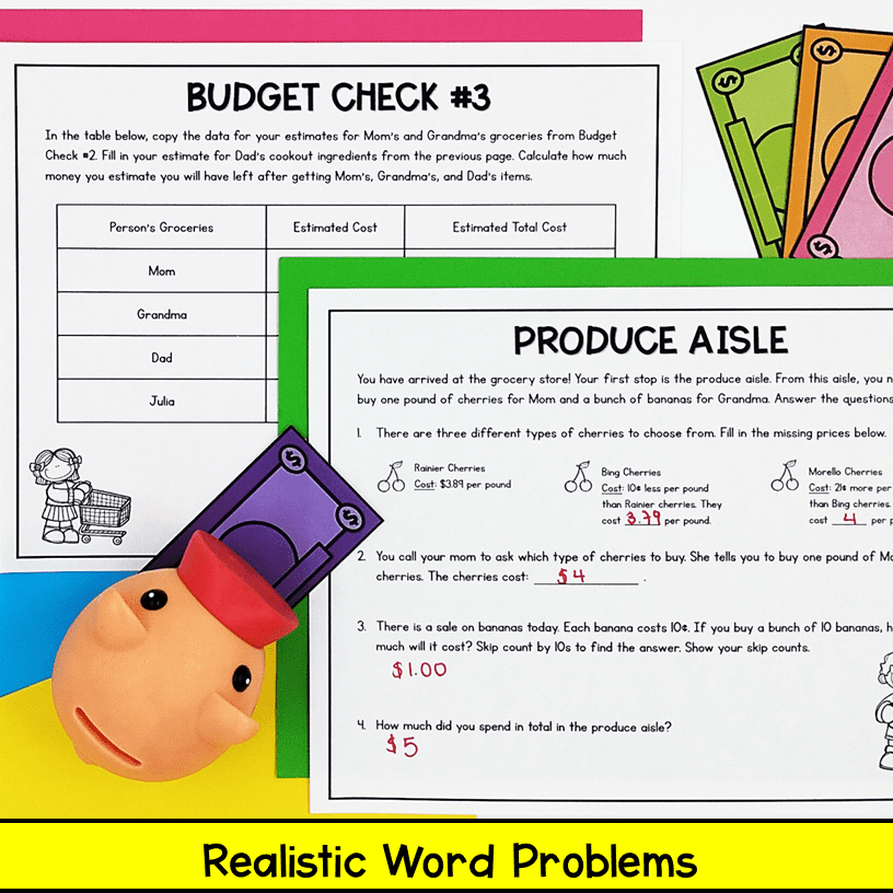 2nd Grade Math PBL Add, Subtract & Money Supermarket Project Based Learning - Image 3