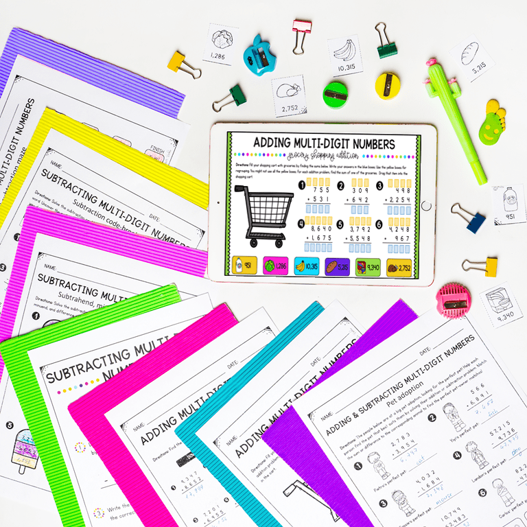 Add & Subtract Multi-Digit Numbers - 4th Grade Math - Print & Digital 4.NBT.B.4 - Image 4