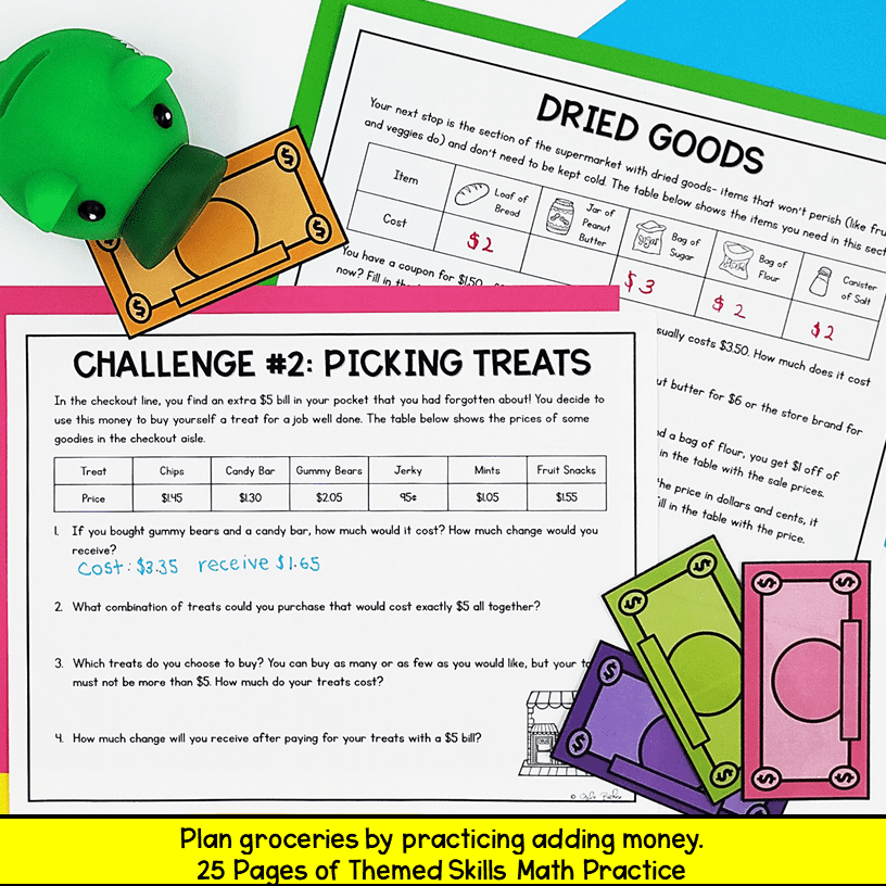 2nd Grade Math PBL Add, Subtract & Money Supermarket Project Based Learning - Image 4