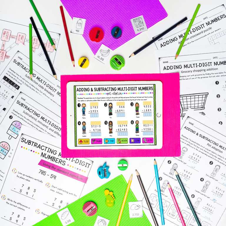 Add & Subtract Multi-Digit Numbers - 4th Grade Math - Print & Digital 4.NBT.B.4 - Image 5