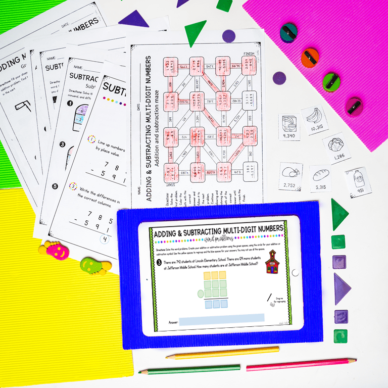 Add & Subtract Multi-Digit Numbers - 4th Grade Math - Print & Digital 4.NBT.B.4 - Image 6