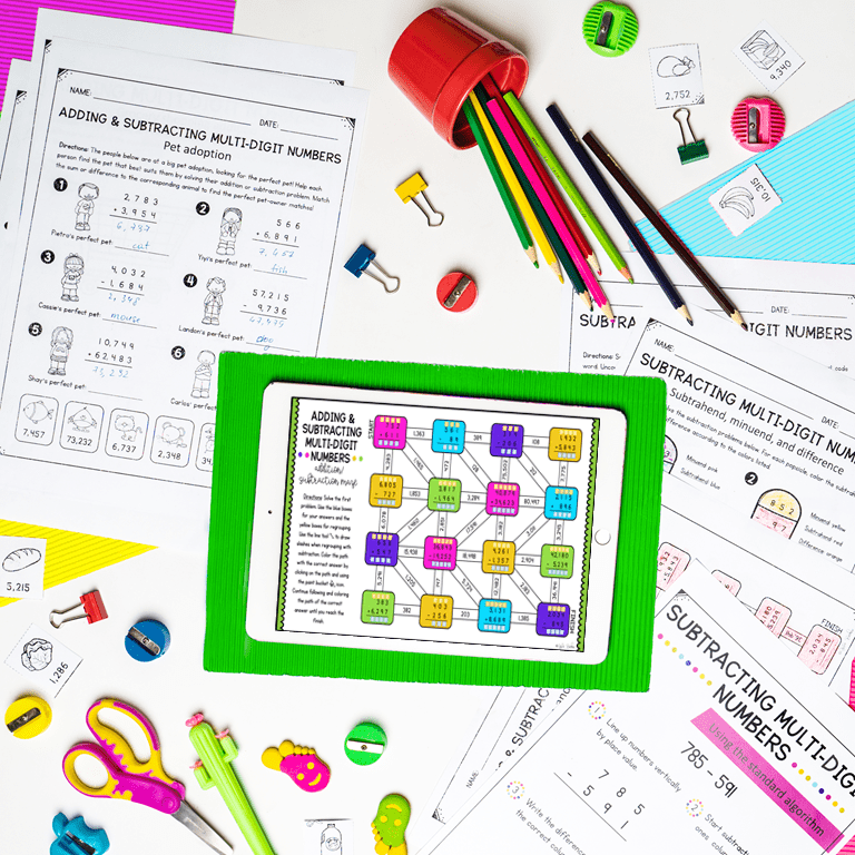 Add & Subtract Multi-Digit Numbers - 4th Grade Math - Print & Digital 4.NBT.B.4 - Image 7