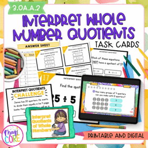 Interpret Whole Number Quotients - 3rd Grade Math Task Cards - 3.OA.A.2