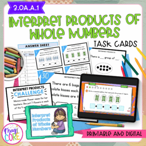 Interpret Products of Whole Numbers - 3rd Grade Math Task Cards - 3.OA.A.1