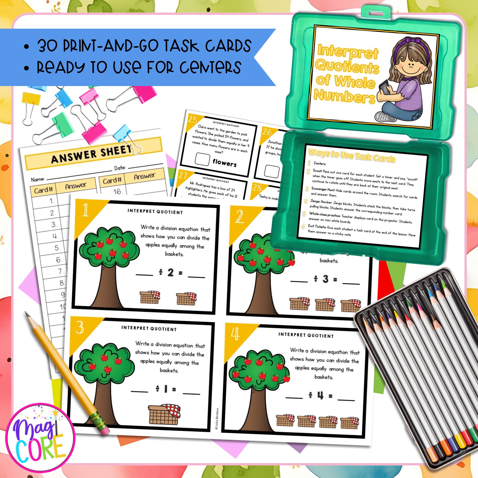 Interpret Whole Number Quotients - 3rd Grade Math Task Cards - 3.OA.A.2 - Image 2
