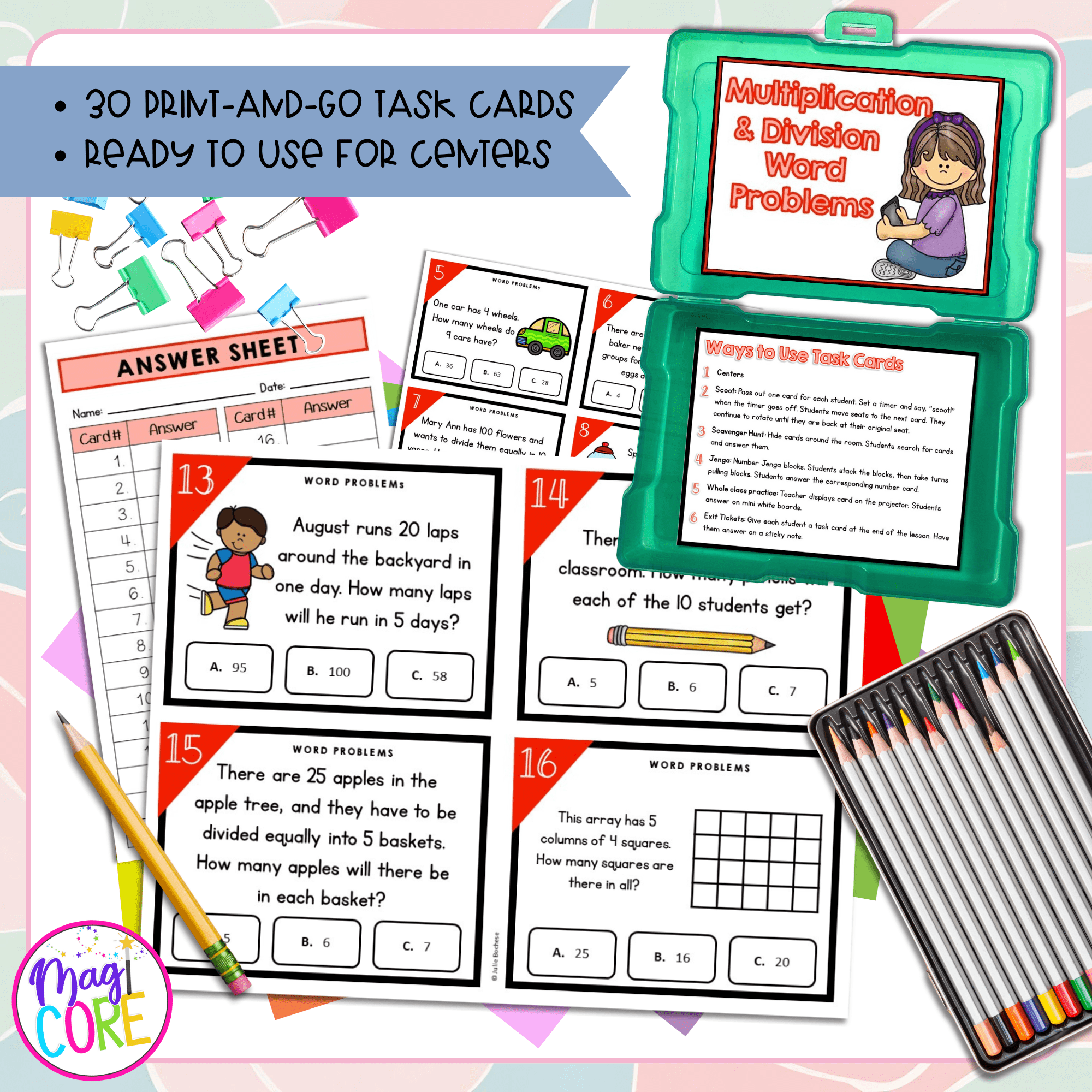 Multiplication/Division within 100 Word Problems - 3rd Grade Math Task Cards - Image 2