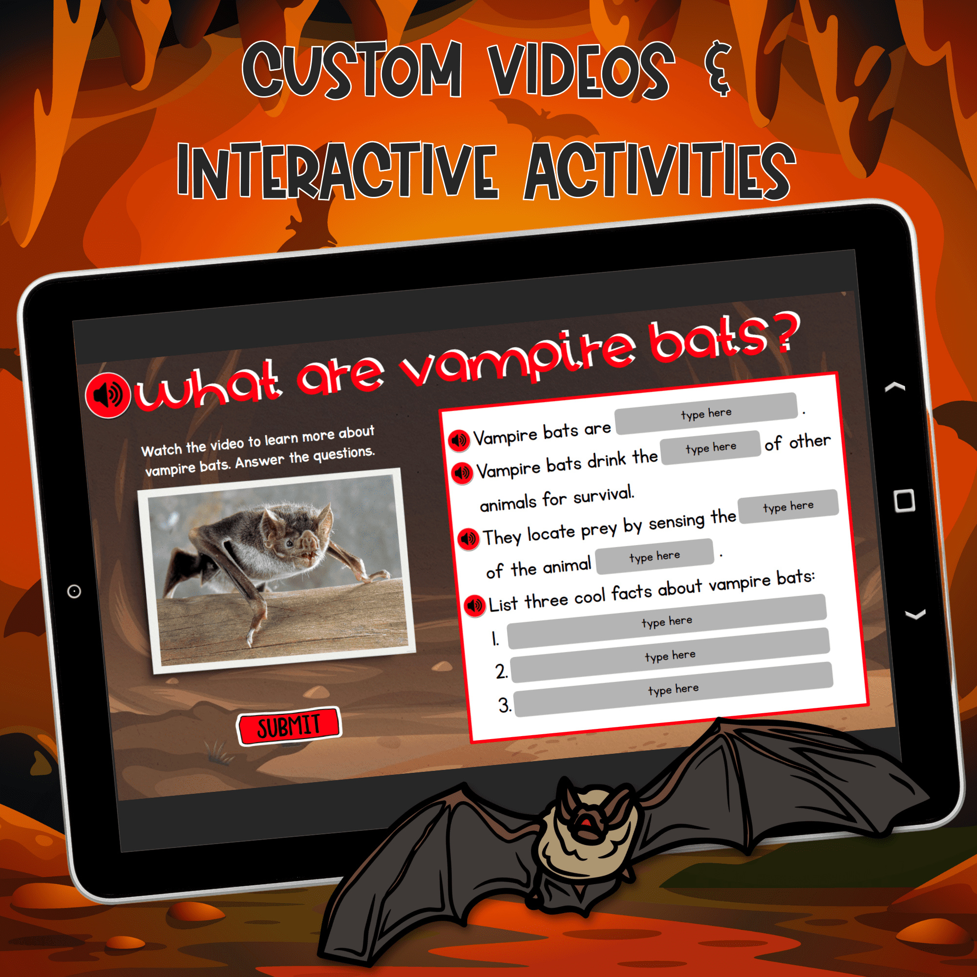Vampire Bats Interactive Lesson Digital Resource Activity Animal Life Cycle Diet - Image 2