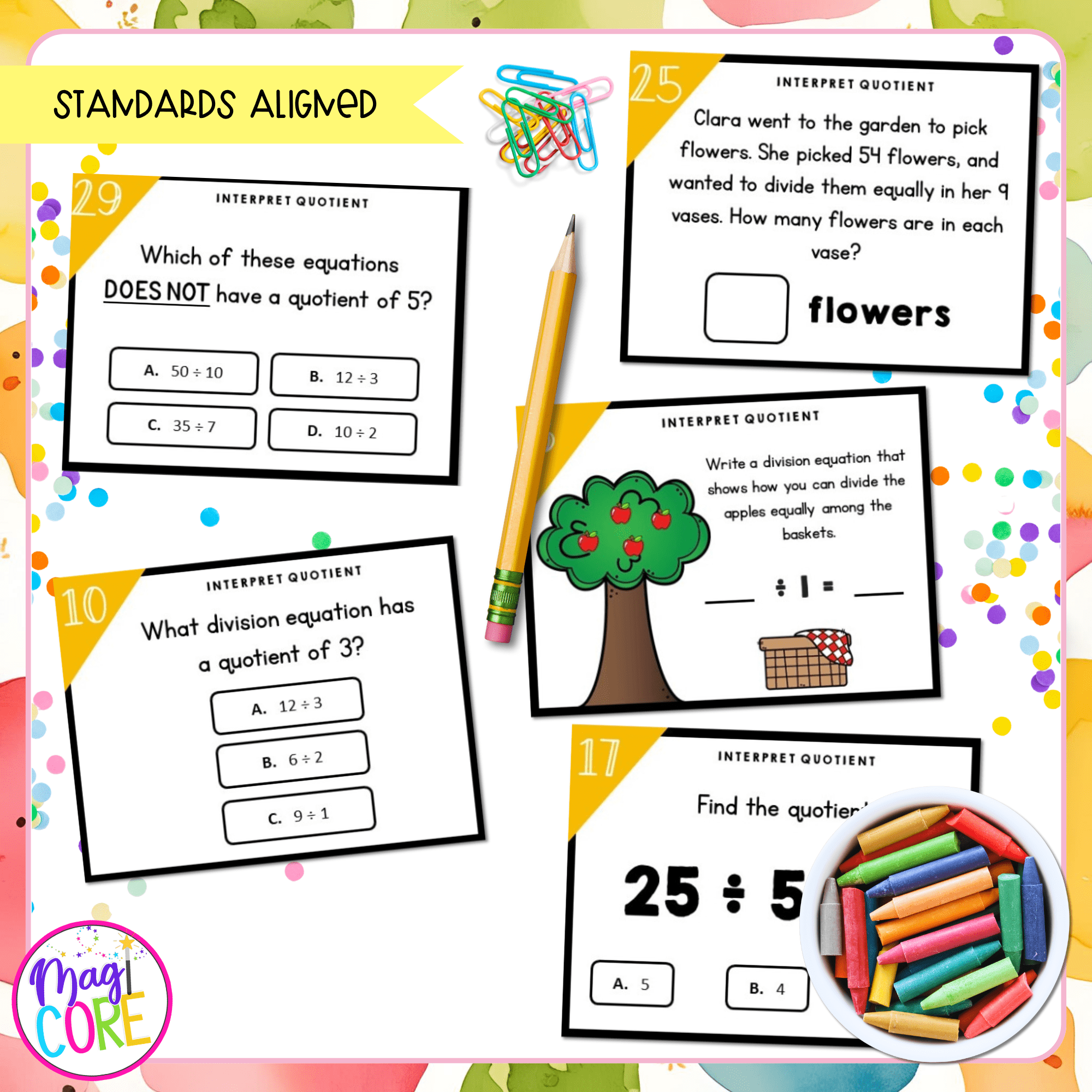 Interpret Whole Number Quotients - 3rd Grade Math Task Cards - 3.OA.A.2 - Image 4