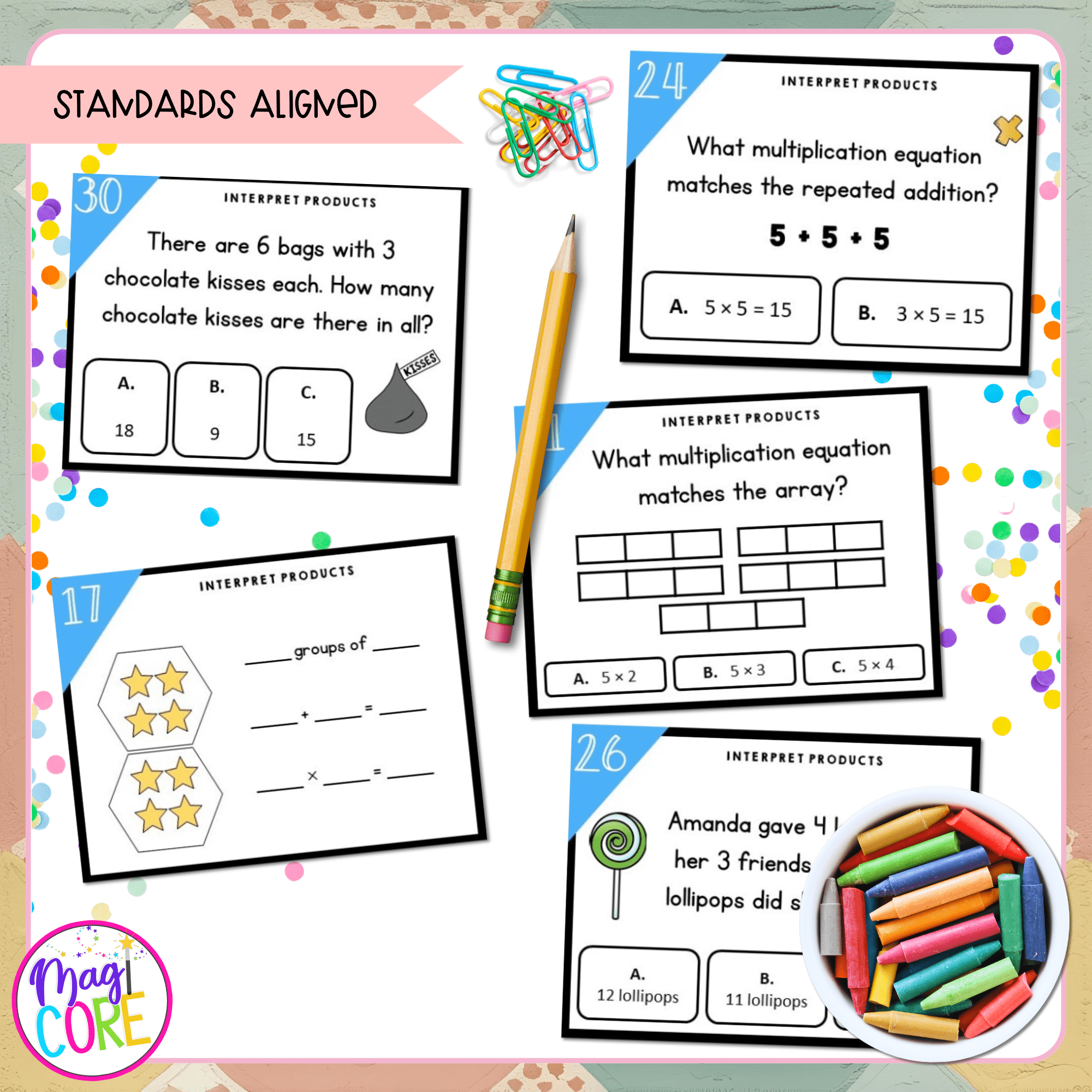 Interpret Products of Whole Numbers - 3rd Grade Math Task Cards - 3.OA.A.1 - Image 4