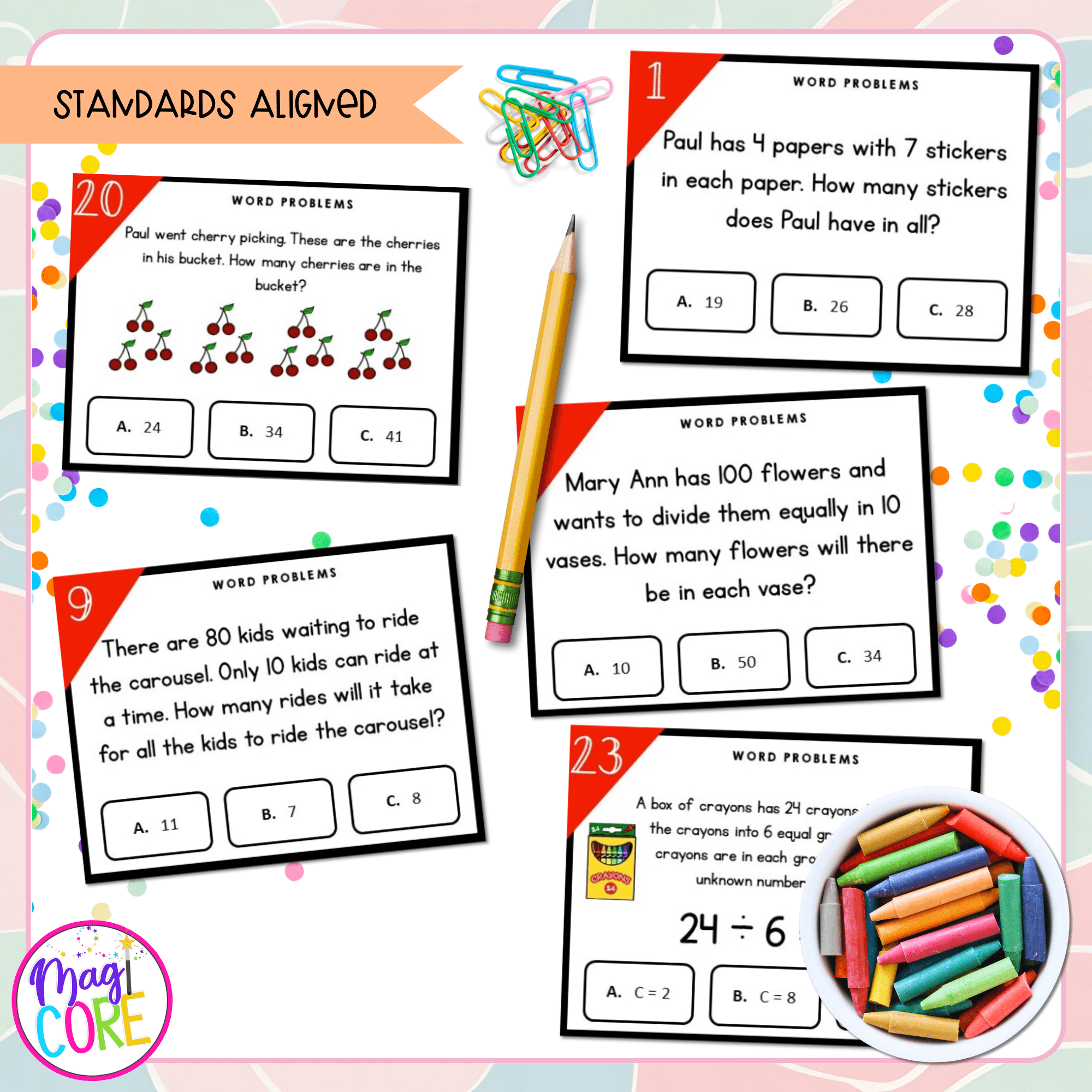 Multiplication/Division within 100 Word Problems - 3rd Grade Math Task Cards - Image 4