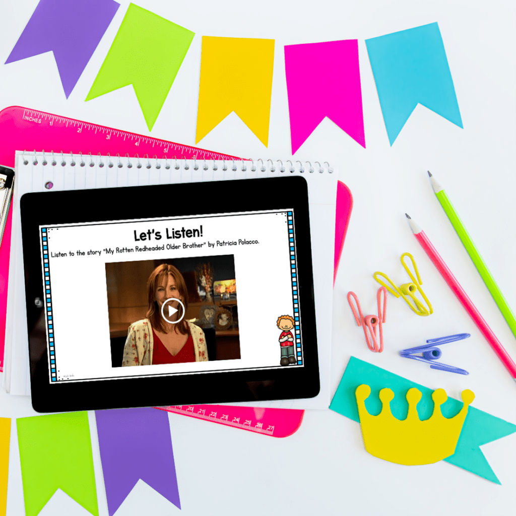 Image of a digital mini lesson focused on how to teach plot structure and story structure skills