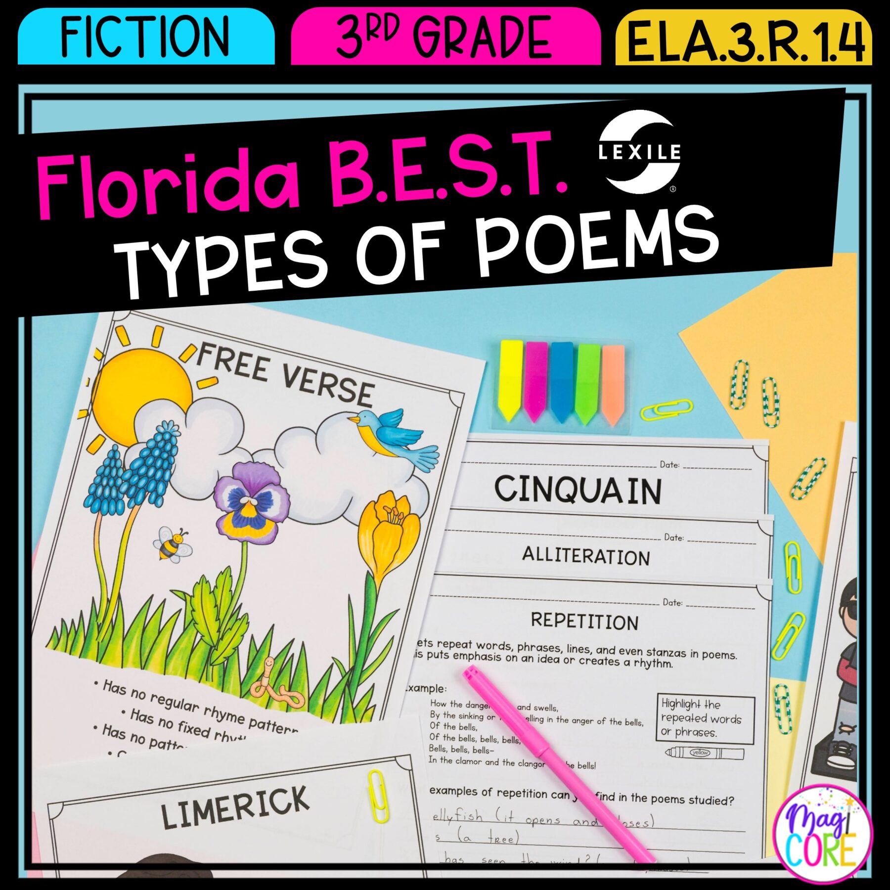 Types of Poems - 3rd Grade Florida BEST Standards - ELA.3.R.1.4