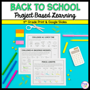 5th Grade Project Based Learning Math Activities - Back To School Math PBL Games