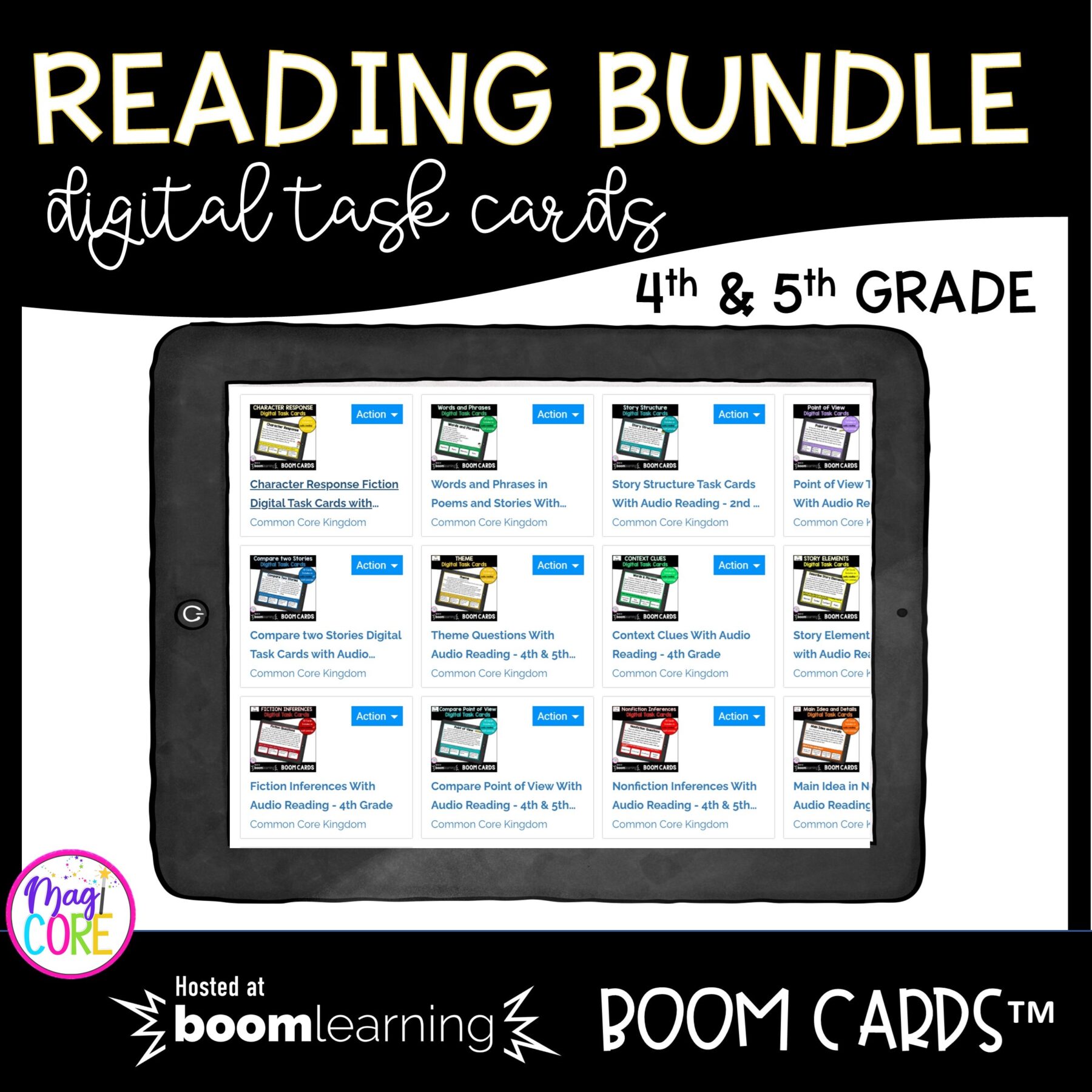 Reading Task Card Bundle - Print and Boom Learning 4th and 5th Grade - Image 2