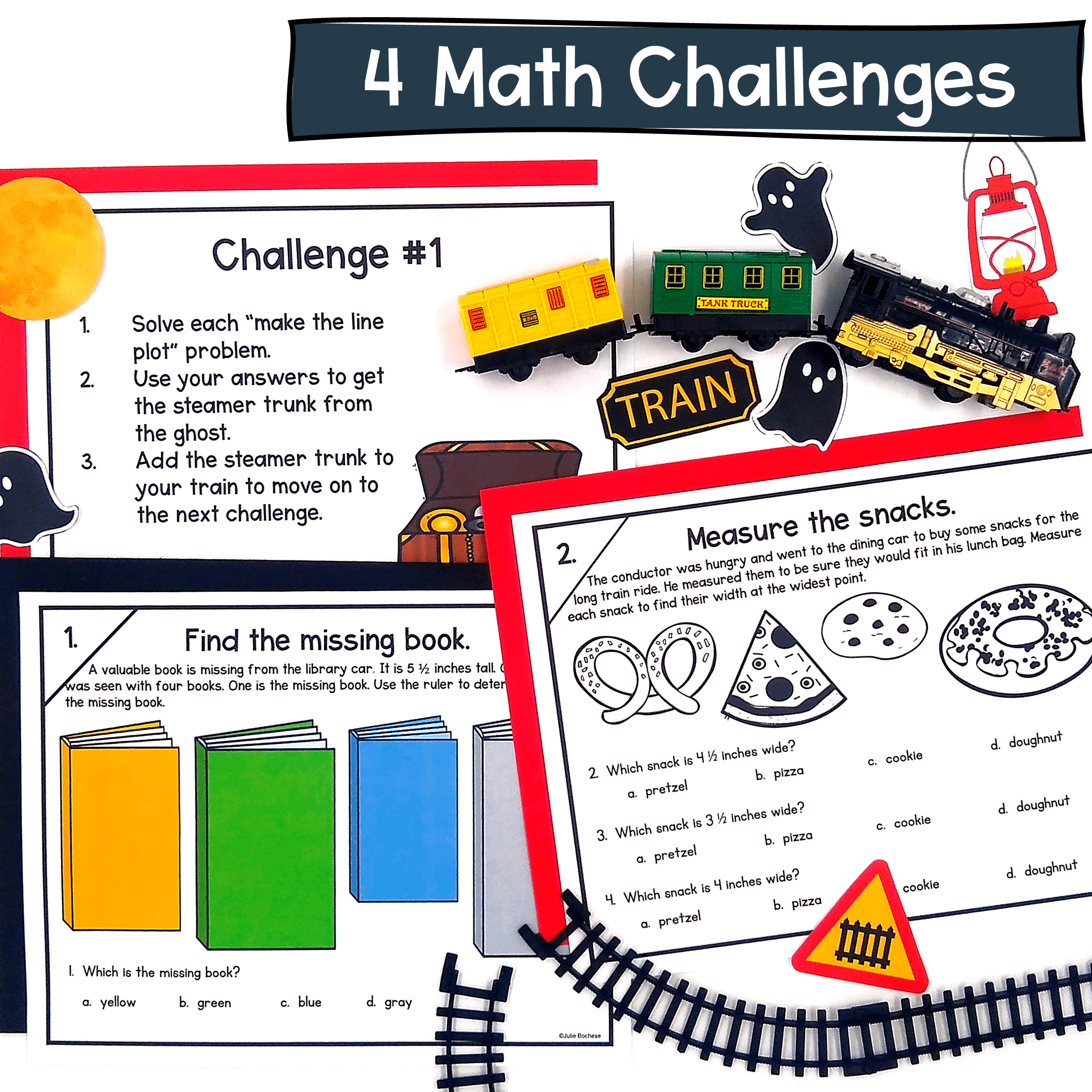 Measurement Line Plot Haunted Train Math Escape Room 3rd Grade Digital Activity - Image 2