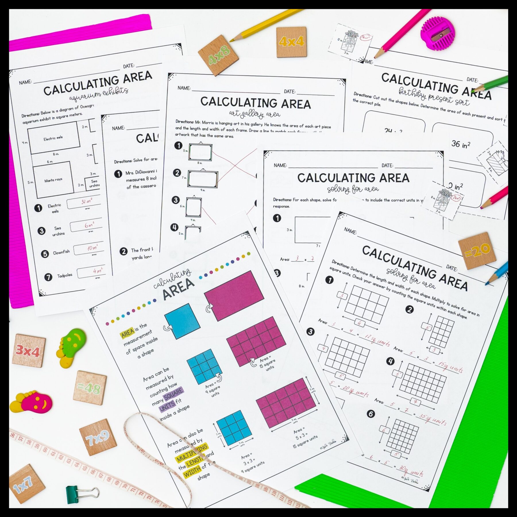 Calculating Area - 3rd Grade Math Unit - Printable & Digital Formats 3.MD.C.7 - Image 3
