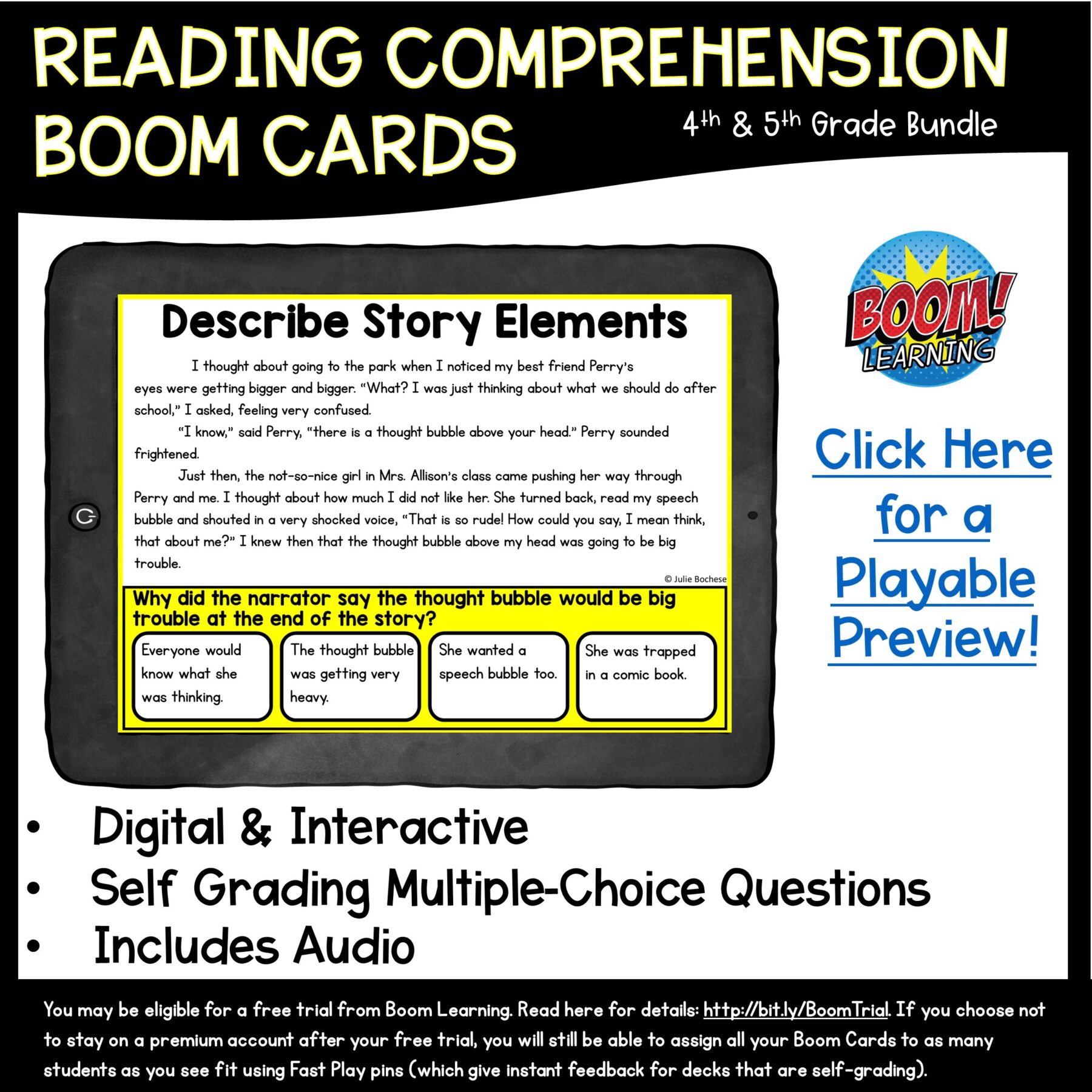 Reading Task Card Bundle - Print and Boom Learning 4th and 5th Grade - Image 3