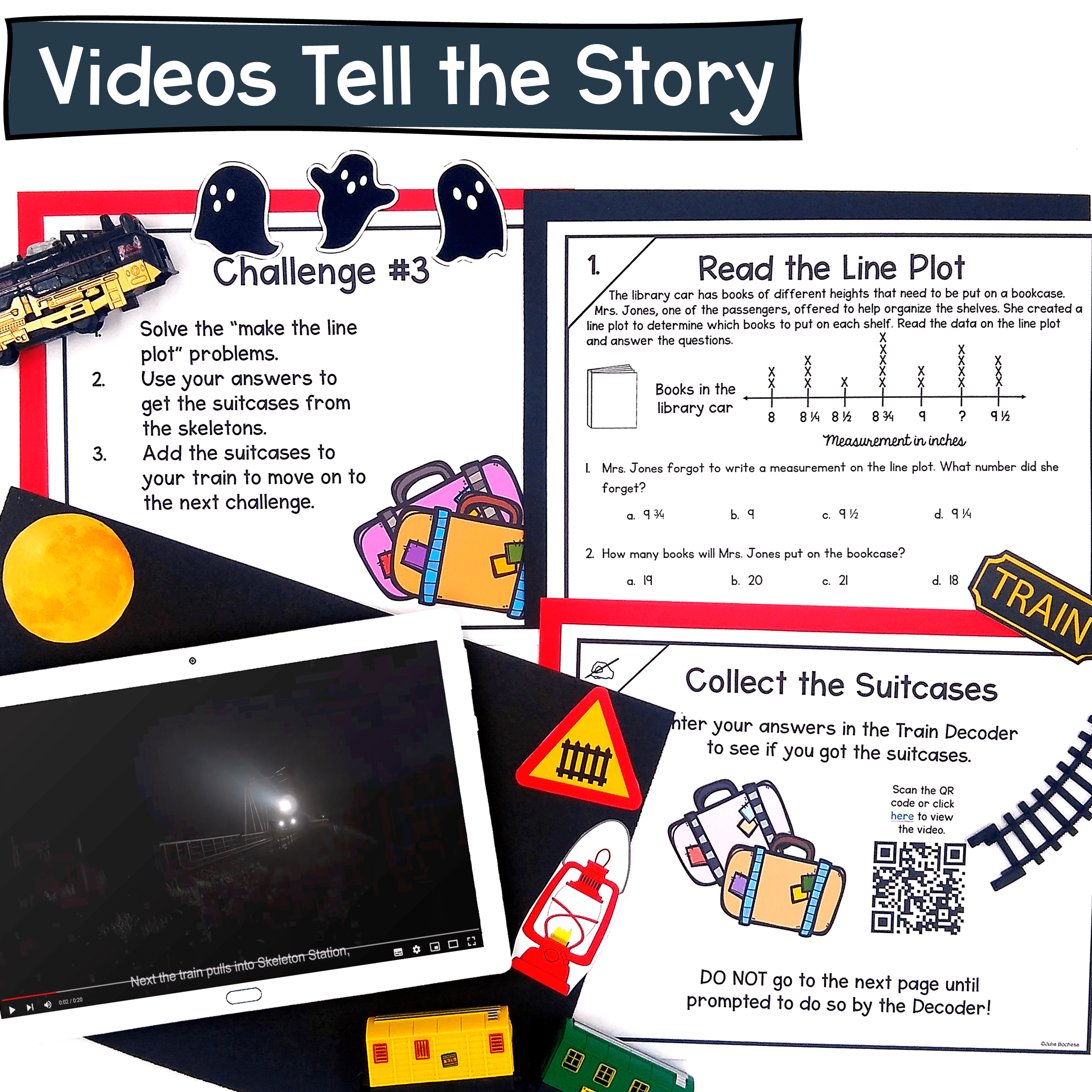 Measurement Line Plot Haunted Train Math Escape Room 3rd Grade Digital Activity - Image 3