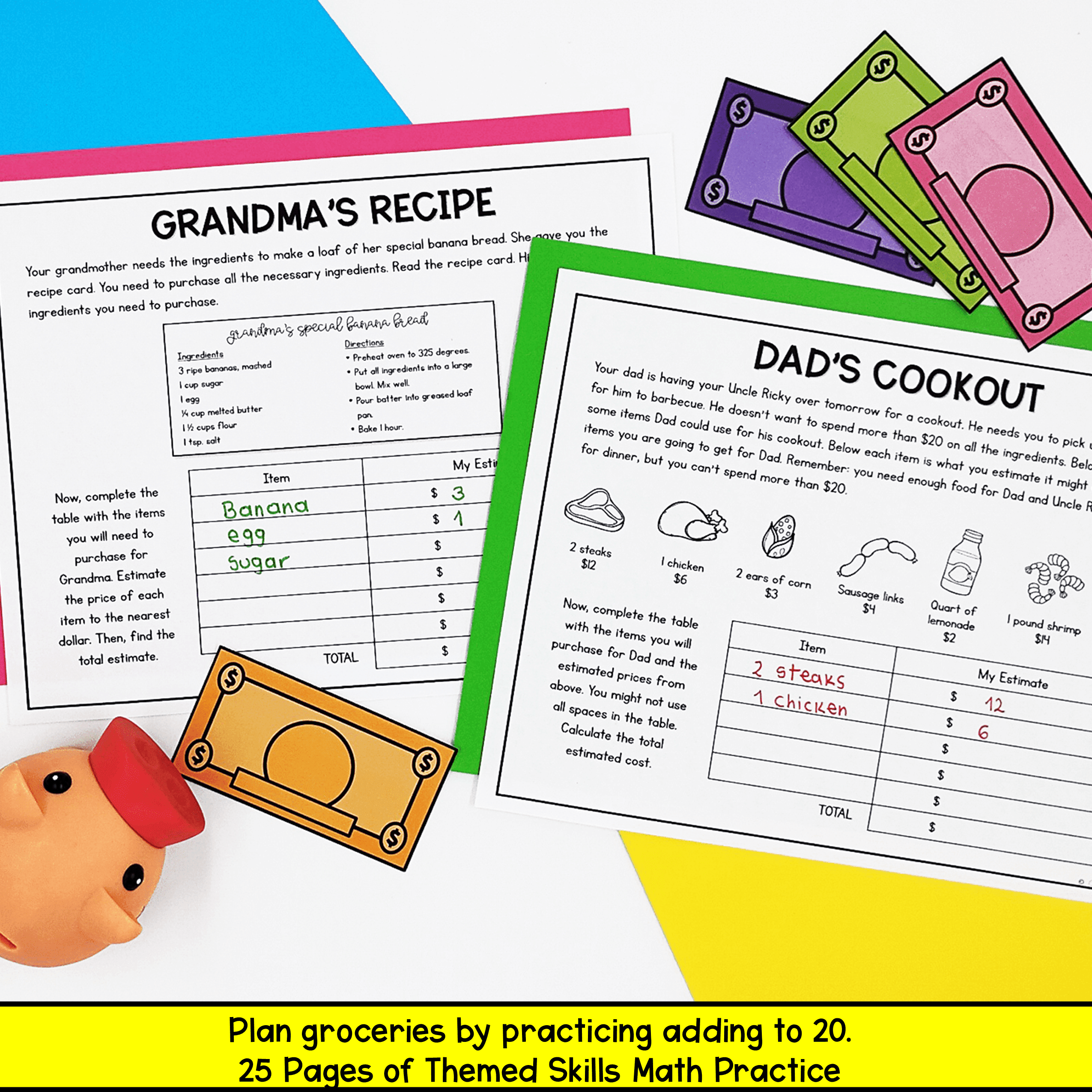 1st Grade Math PBL Add, Subtract, Word Problems Money Project Based Learning - Image 3